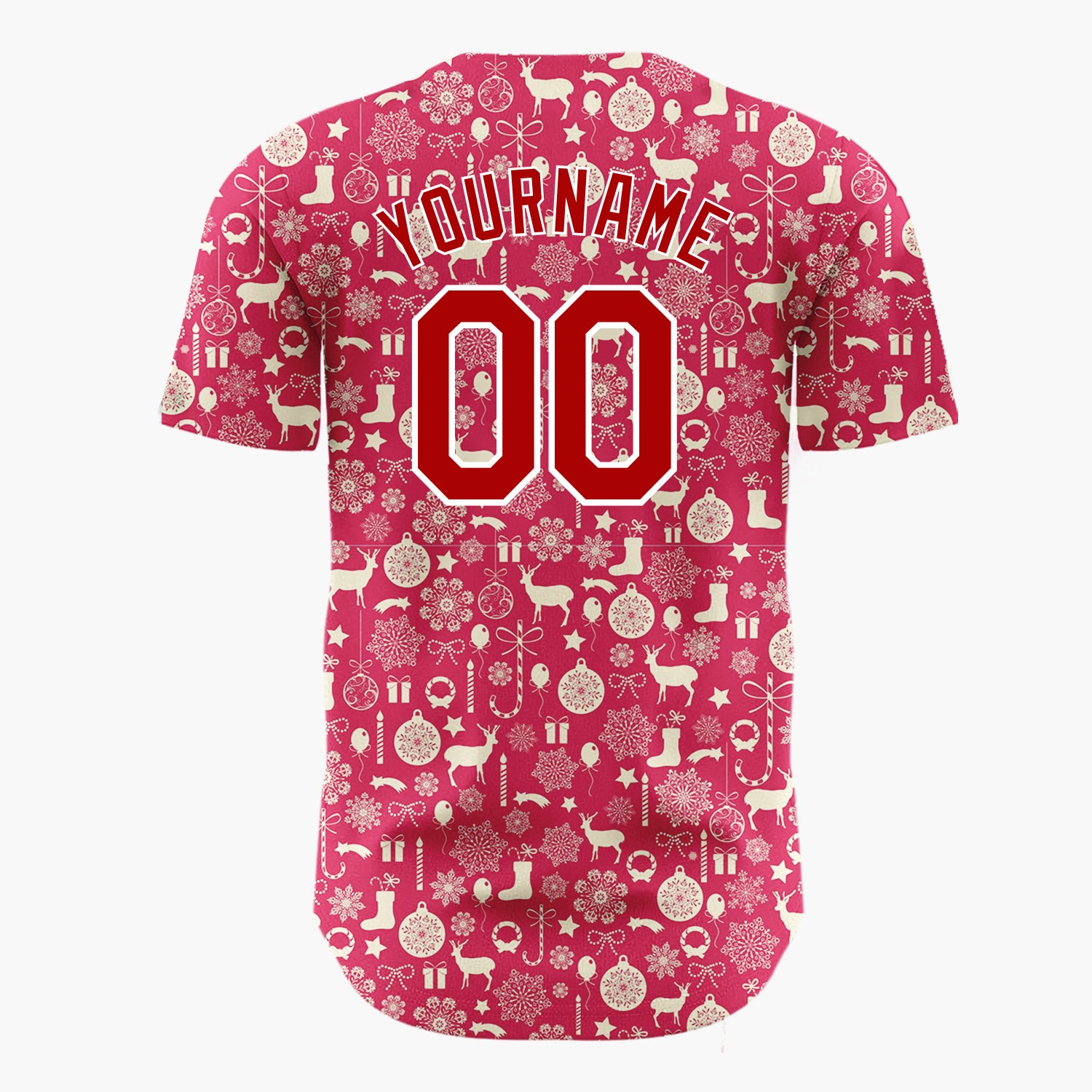 Custom Dark Red Deer Cozy Winter Christmas Minimalist Pattern Christmas Baseball Jersey