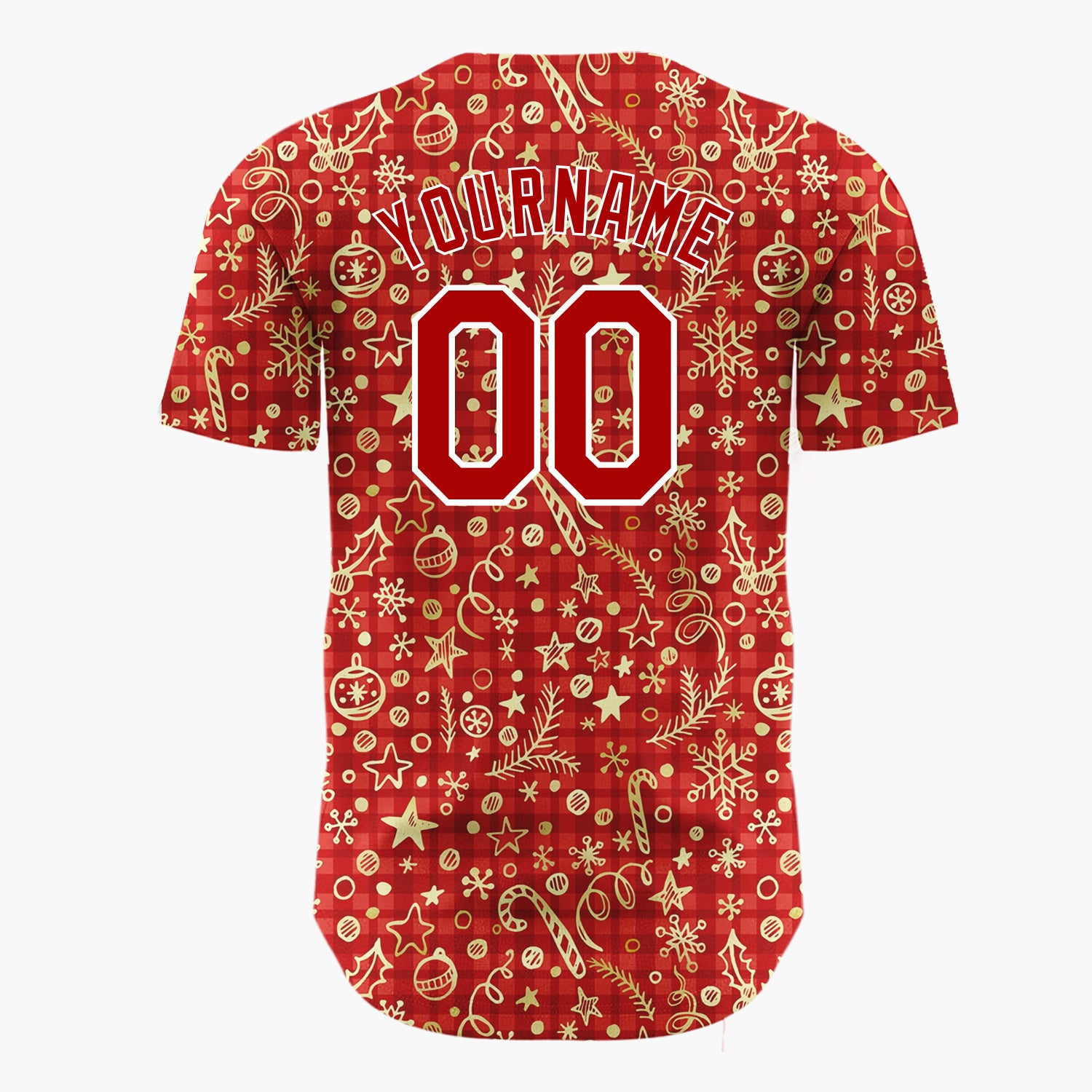 Custom Dark Red Golden Stars Festive Minimalist Pattern Christmas Baseball Jersey