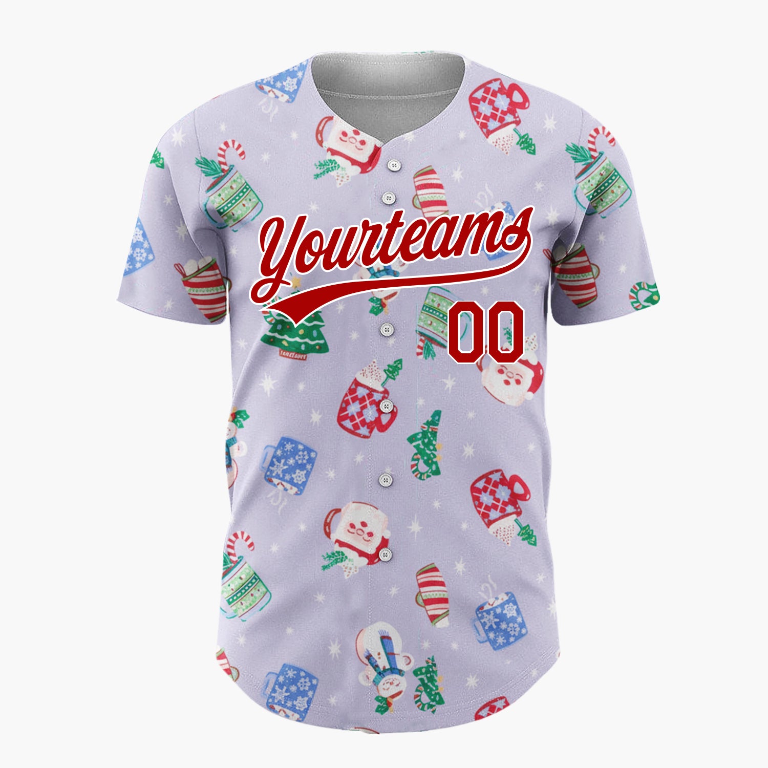 Custom Lavender Christmas Mugs And Snowmen Cozy Winter Pattern Christmas Baseball Jersey