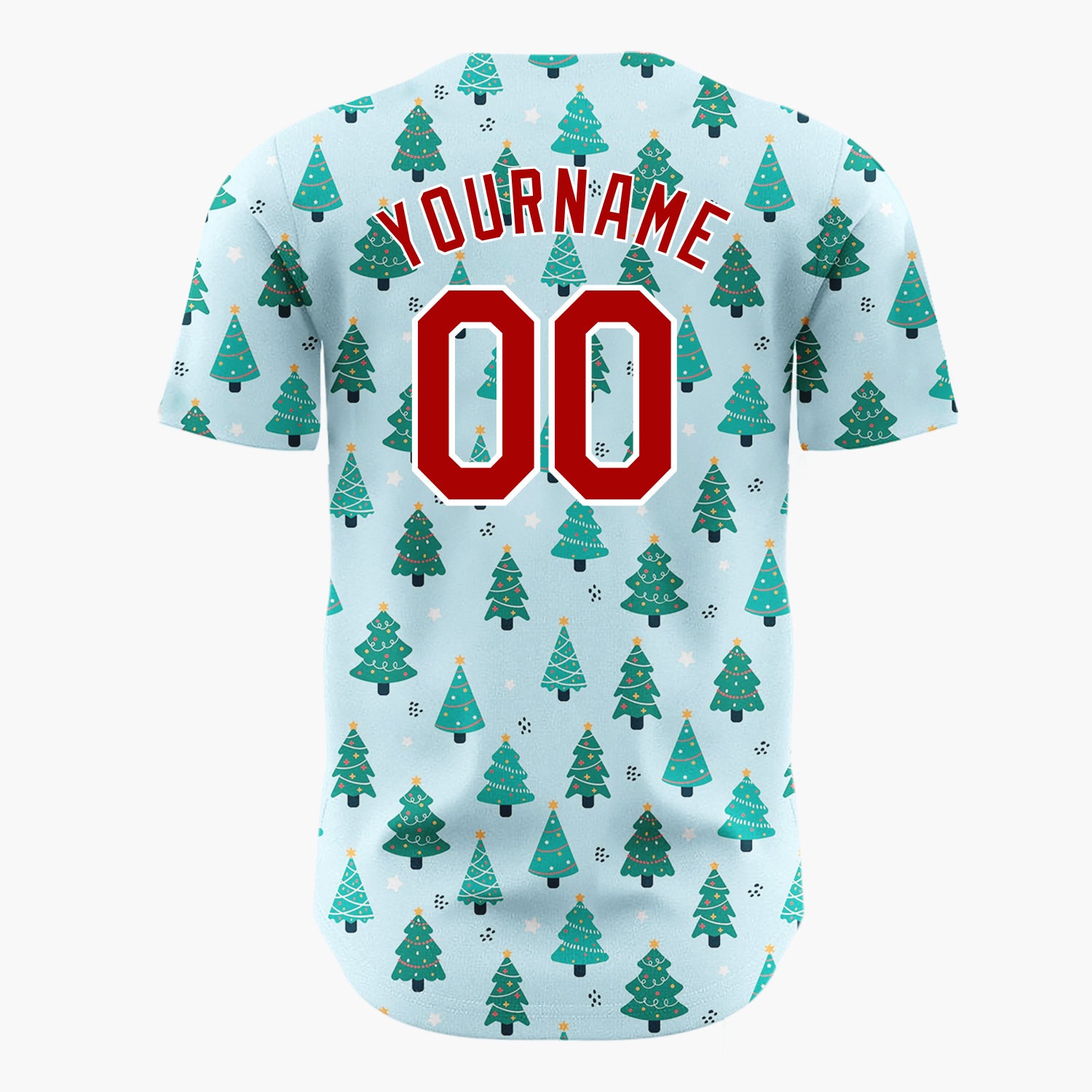 Custom Light Blue Decorated Trees Christmas Minimalist Pattern Christmas Baseball Jersey
