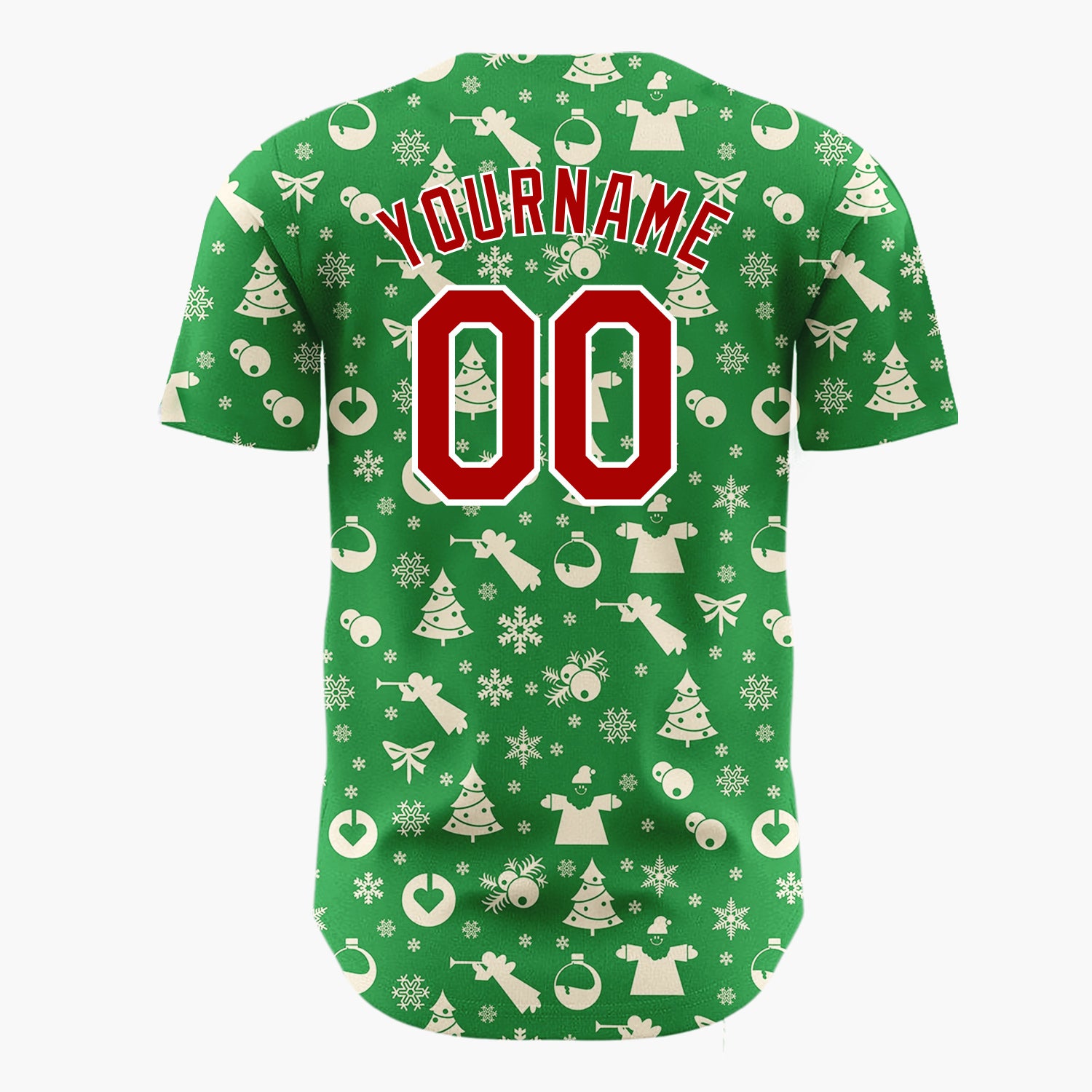 Custom Green Seasonal Icons Simple Christmas Baseball Jersey