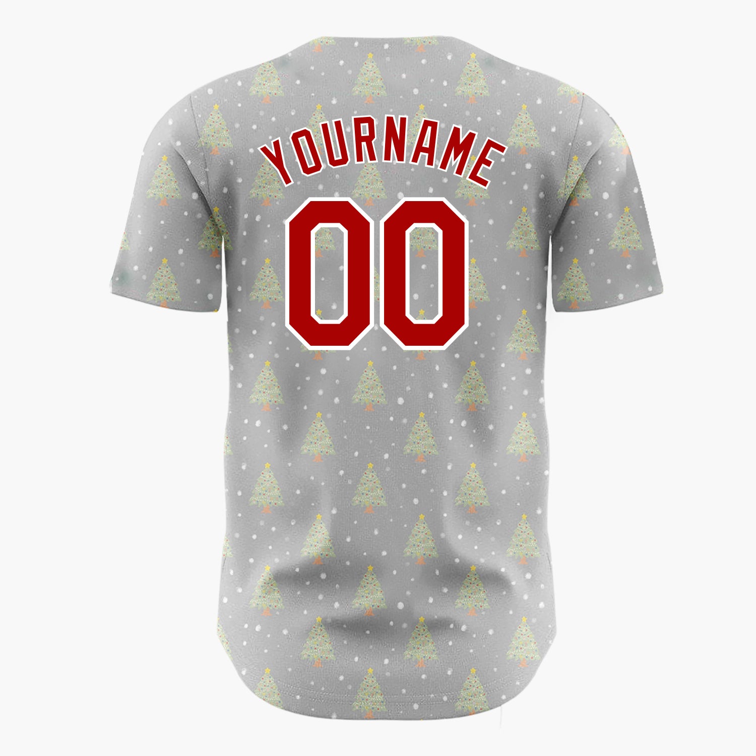 Custom Gray Decorated Christmas Tree Simple Pattern Christmas Baseball Jersey