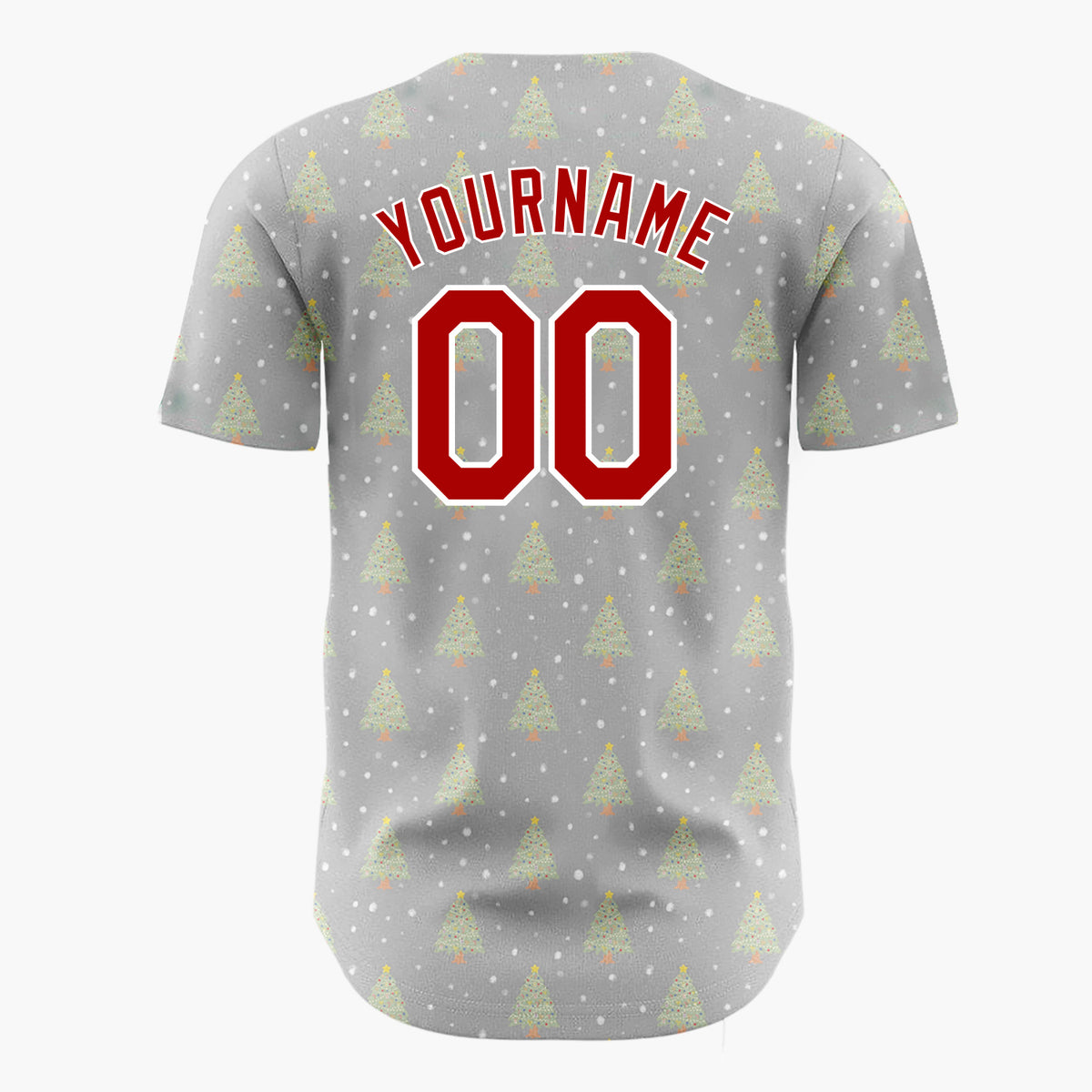 Custom Gray Decorated Christmas Tree Simple Pattern Christmas Baseball Jersey