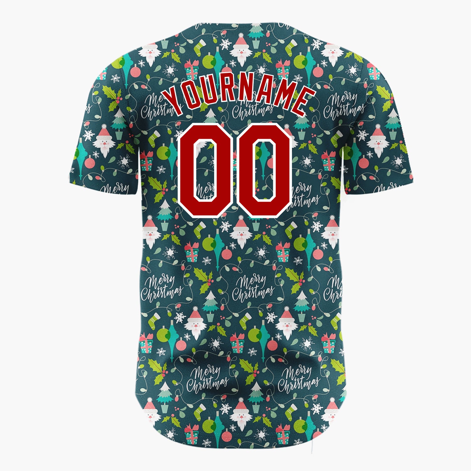 Custom Dark Blue Merry Christmas Text Whimsical Minimalist Pattern Christmas Baseball Jersey