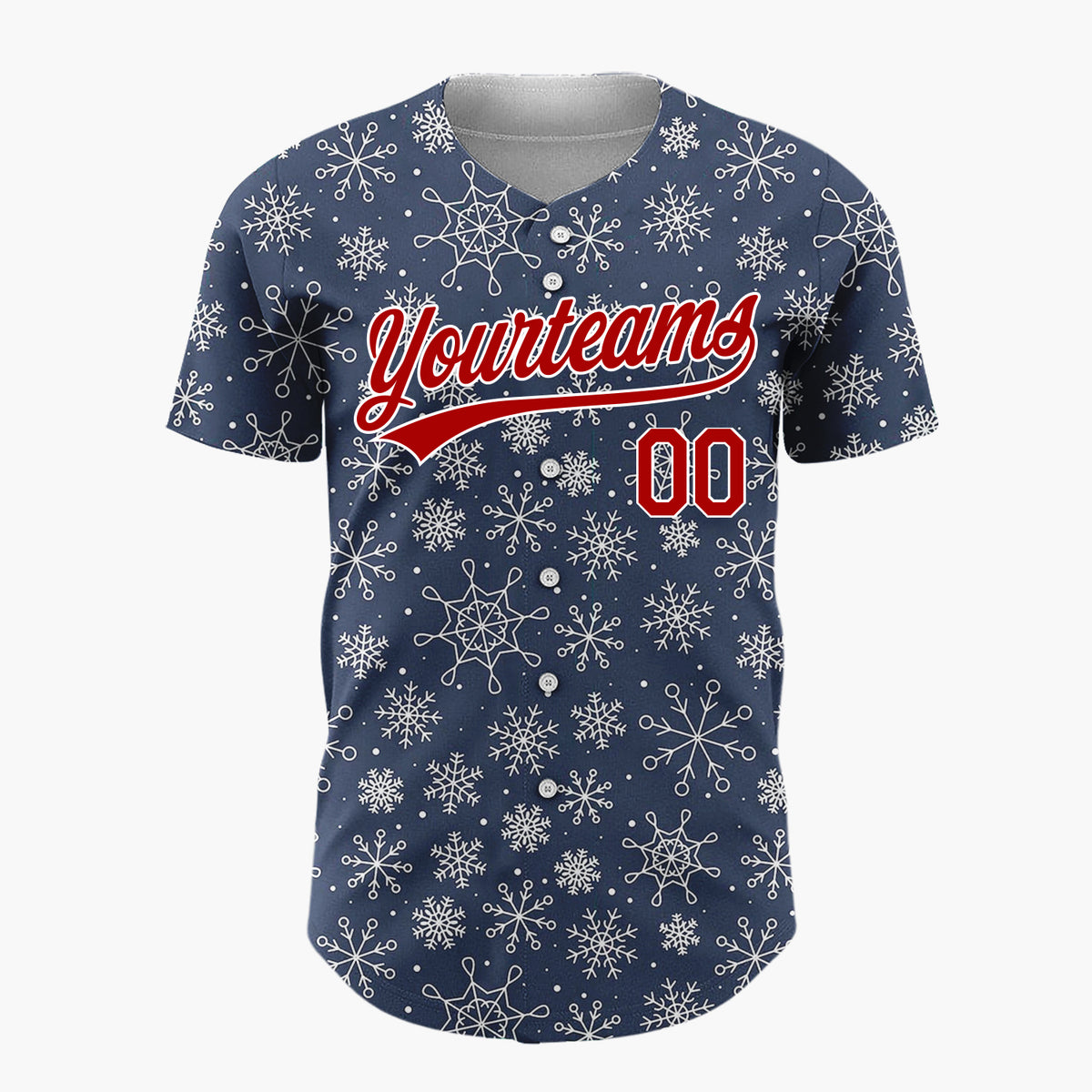 Custom Dark Blue Snowflakes Bold Abstract Pattern Christmas Baseball Jersey