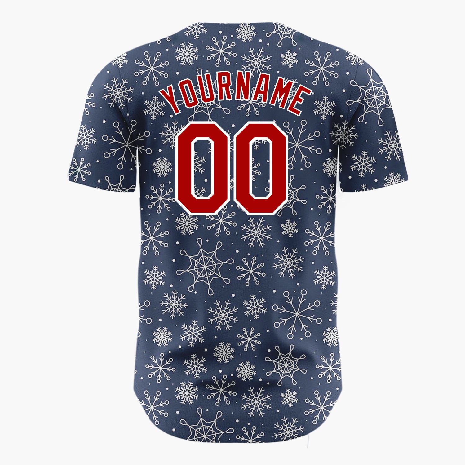 Custom Dark Blue Snowflakes Bold Abstract Pattern Christmas Baseball Jersey