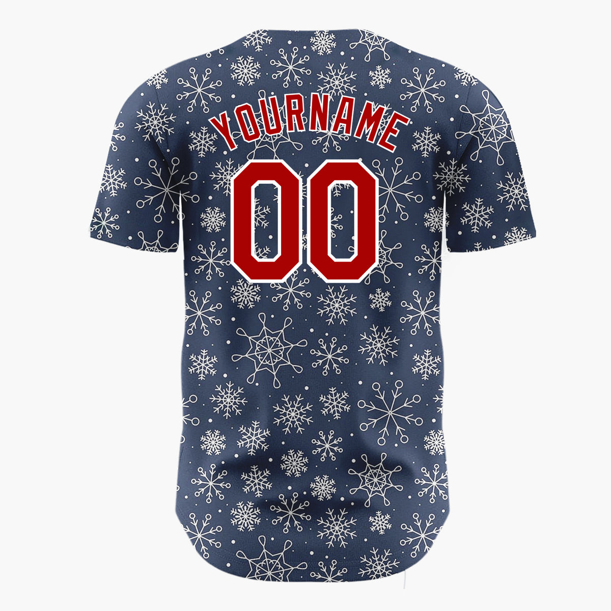 Custom Dark Blue Snowflakes Bold Abstract Pattern Christmas Baseball Jersey
