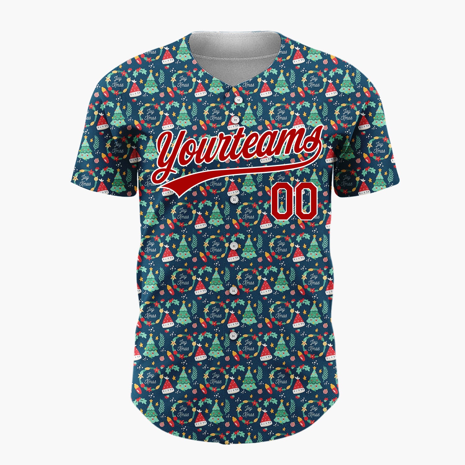 Custom Dark Green Christmas Candy Canes Doodles Cartoon Pattern Christmas Baseball Jersey