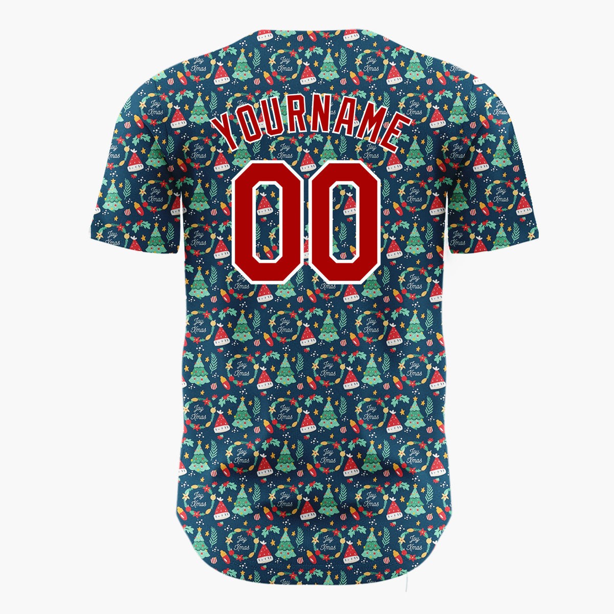 Custom Dark Green Christmas Candy Canes Doodles Cartoon Pattern Christmas Baseball Jersey