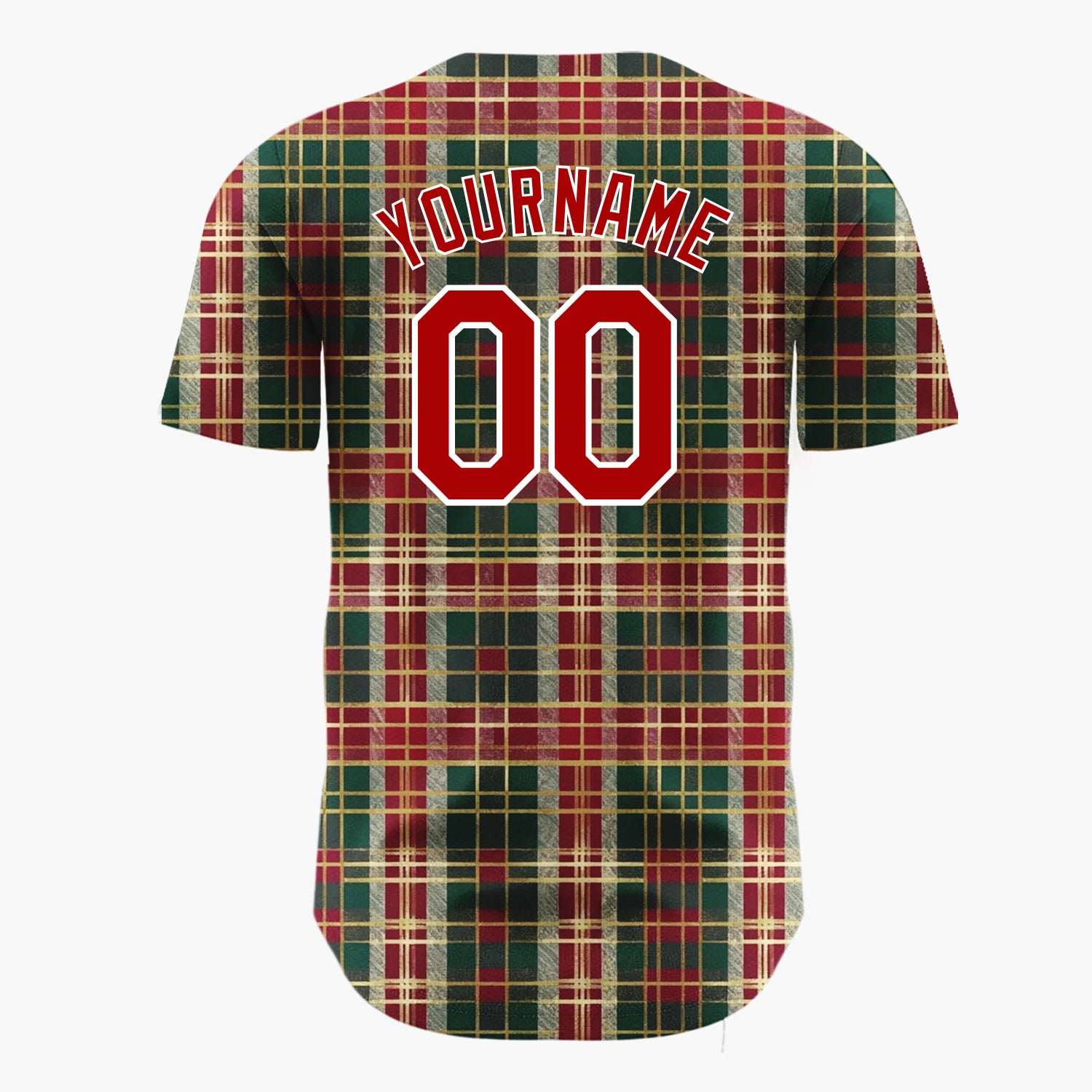 Custom Dark Green Plaid Festive Tartan Plaid Pattern Christmas Baseball Jersey
