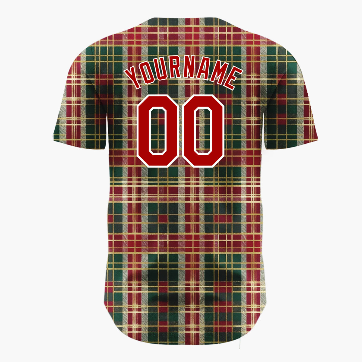 Custom Dark Green Plaid Festive Tartan Plaid Pattern Christmas Baseball Jersey