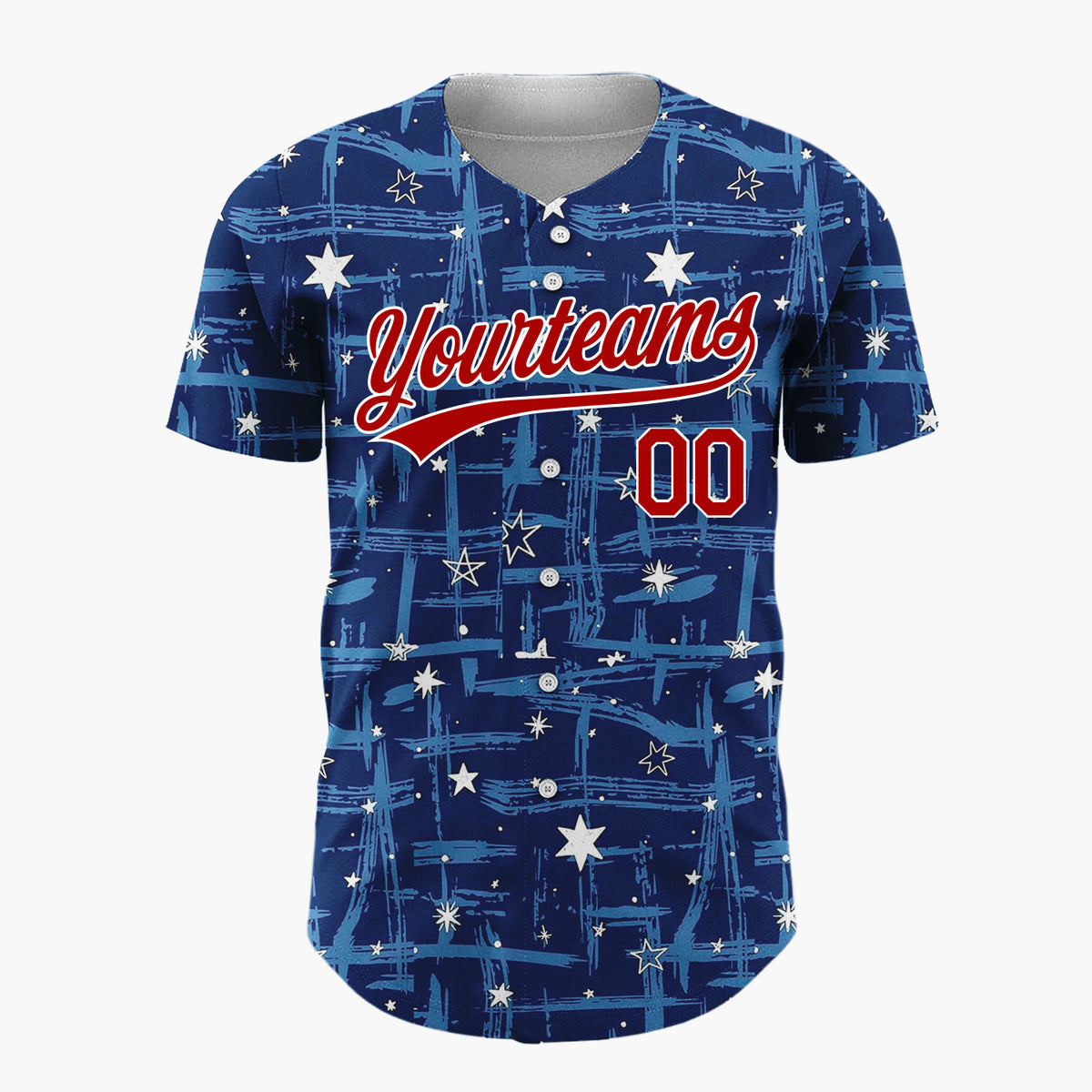 Custom Dark Blue Stars Christmas Simple Minimalist Pattern Christmas Baseball Jersey