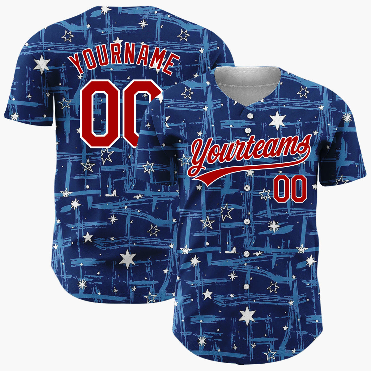 Custom Dark Blue Stars Christmas Simple Minimalist Pattern Christmas Baseball Jersey