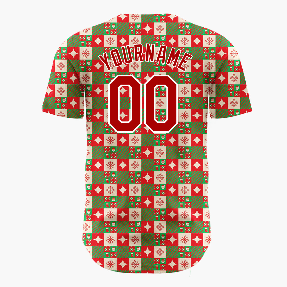 Custom Dark Green Red Christmas Gift Boxes Plaid Pattern Christmas Baseball Jersey