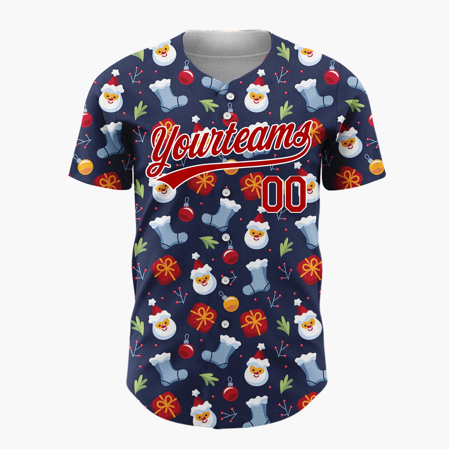 Custom Dark Blue Snowman Christmas Icons Cartoon Pattern Christmas Baseball Jersey