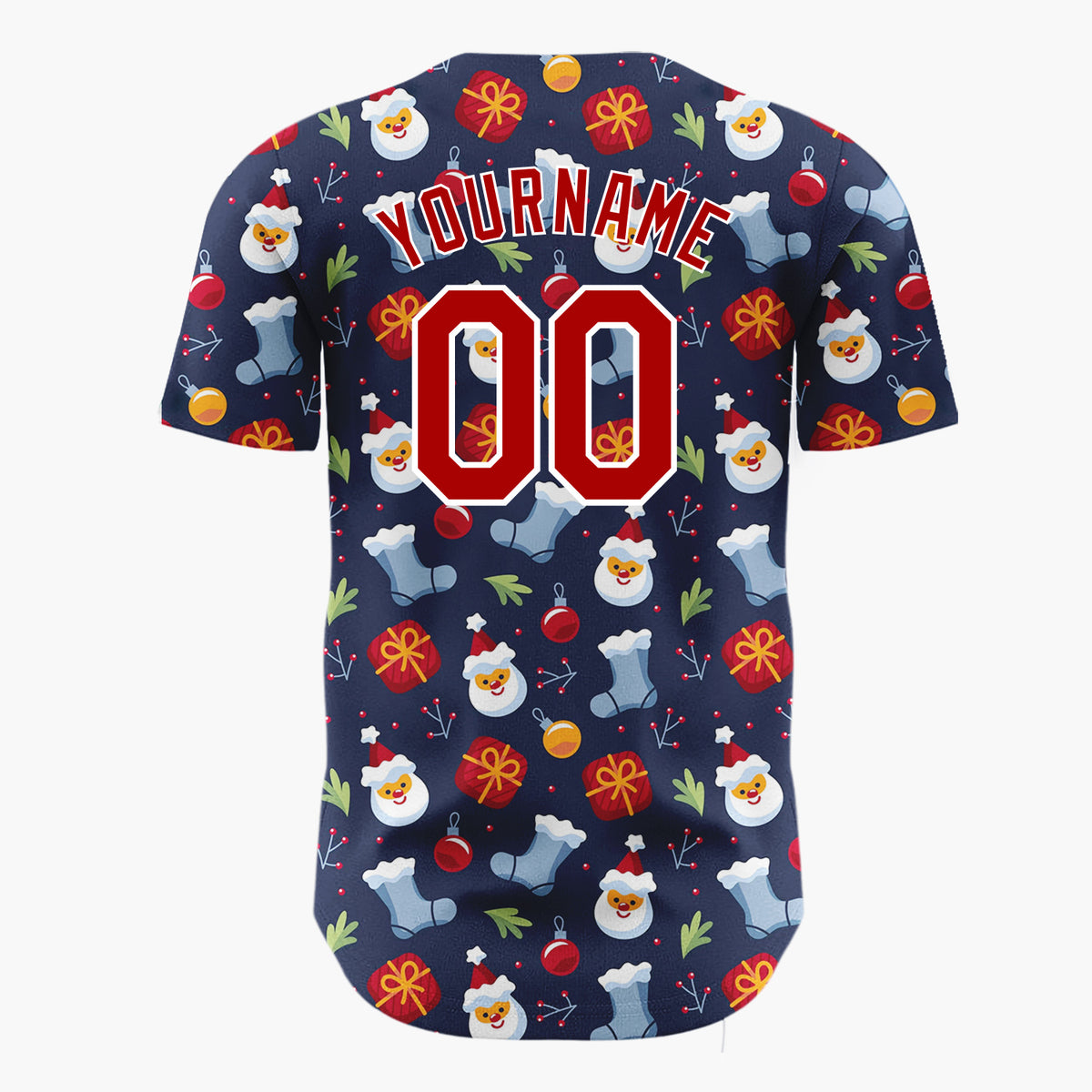 Custom Dark Blue Snowman Christmas Icons Cartoon Pattern Christmas Baseball Jersey