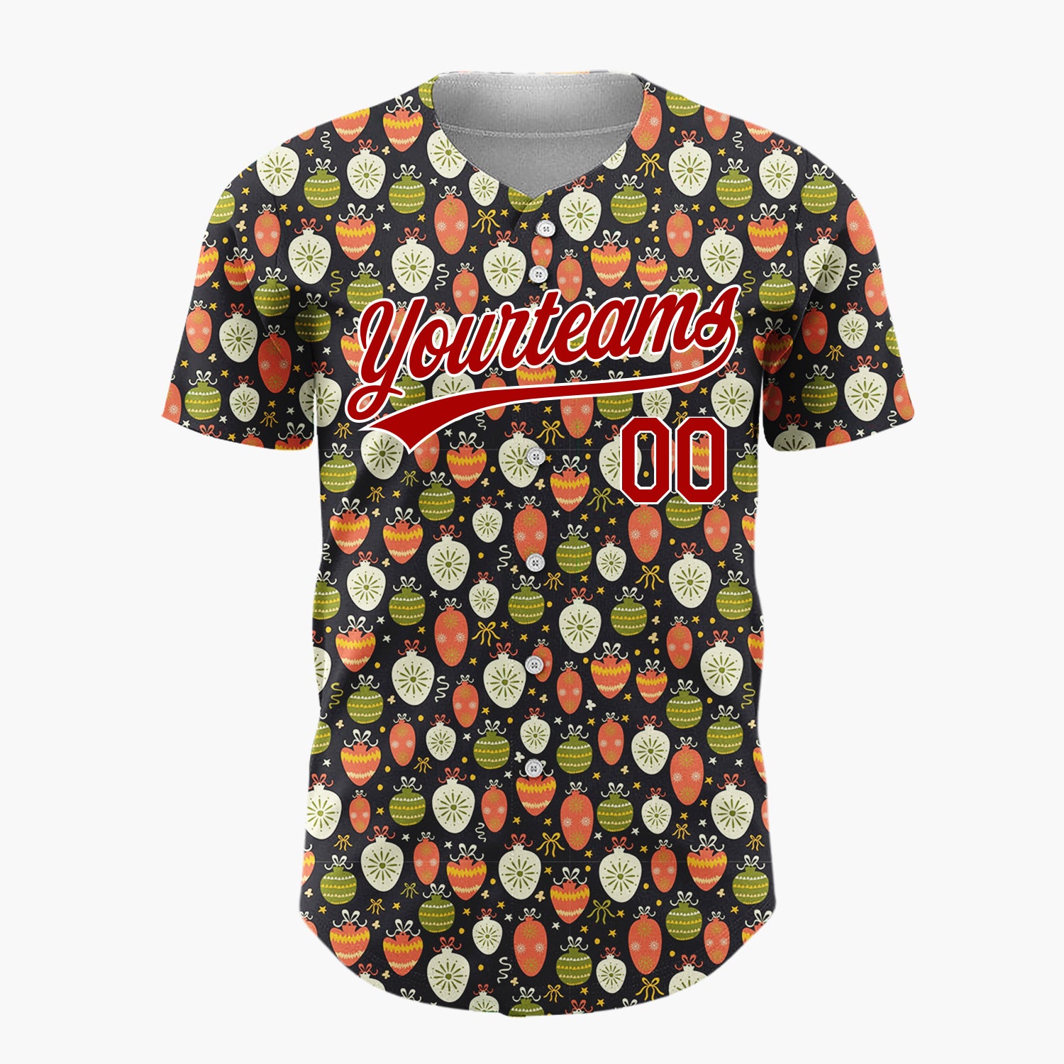 Custom Dark Green Christmas Ornaments Minimalist Cartoon Pattern Christmas Baseball Jersey