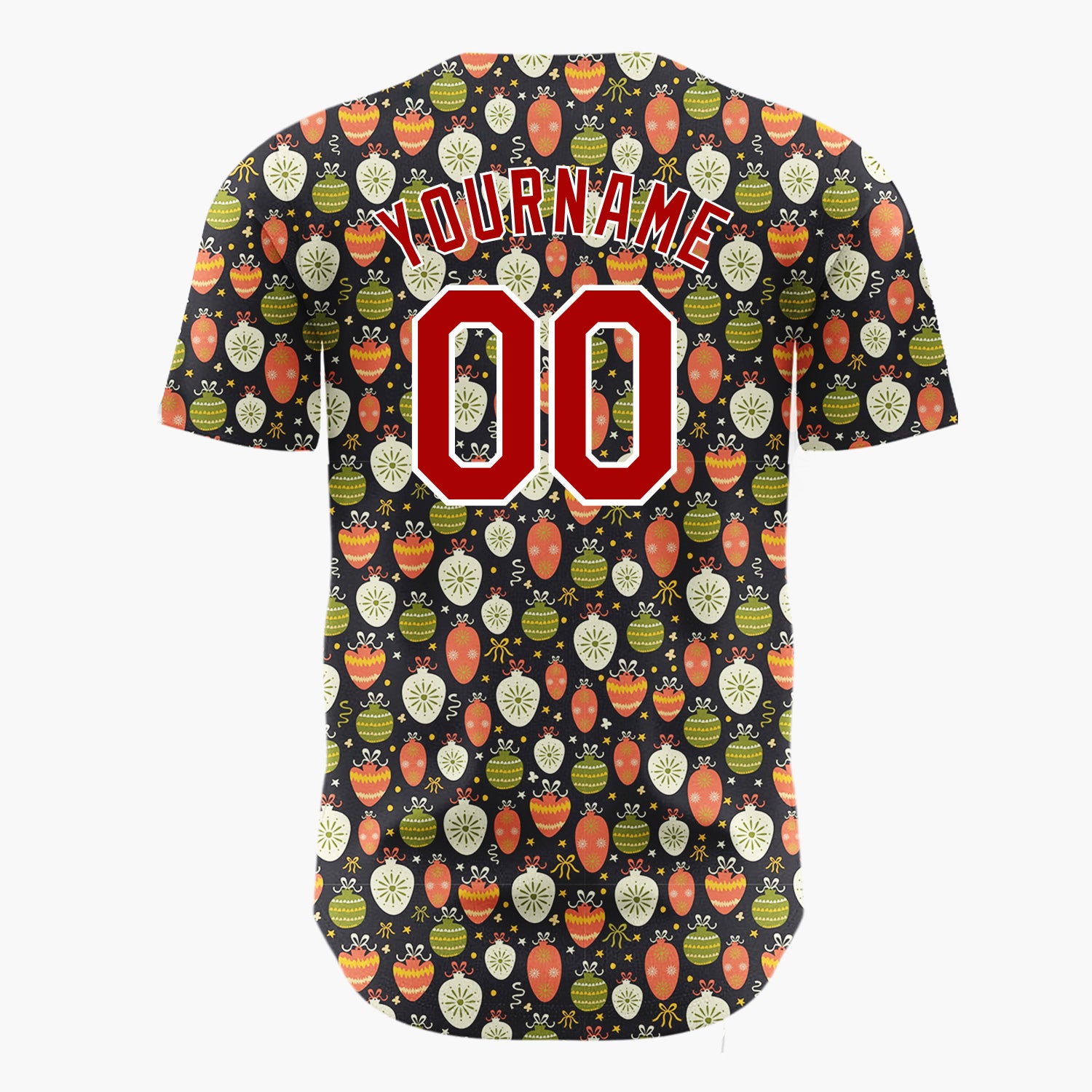 Custom Dark Green Christmas Ornaments Minimalist Cartoon Pattern Christmas Baseball Jersey