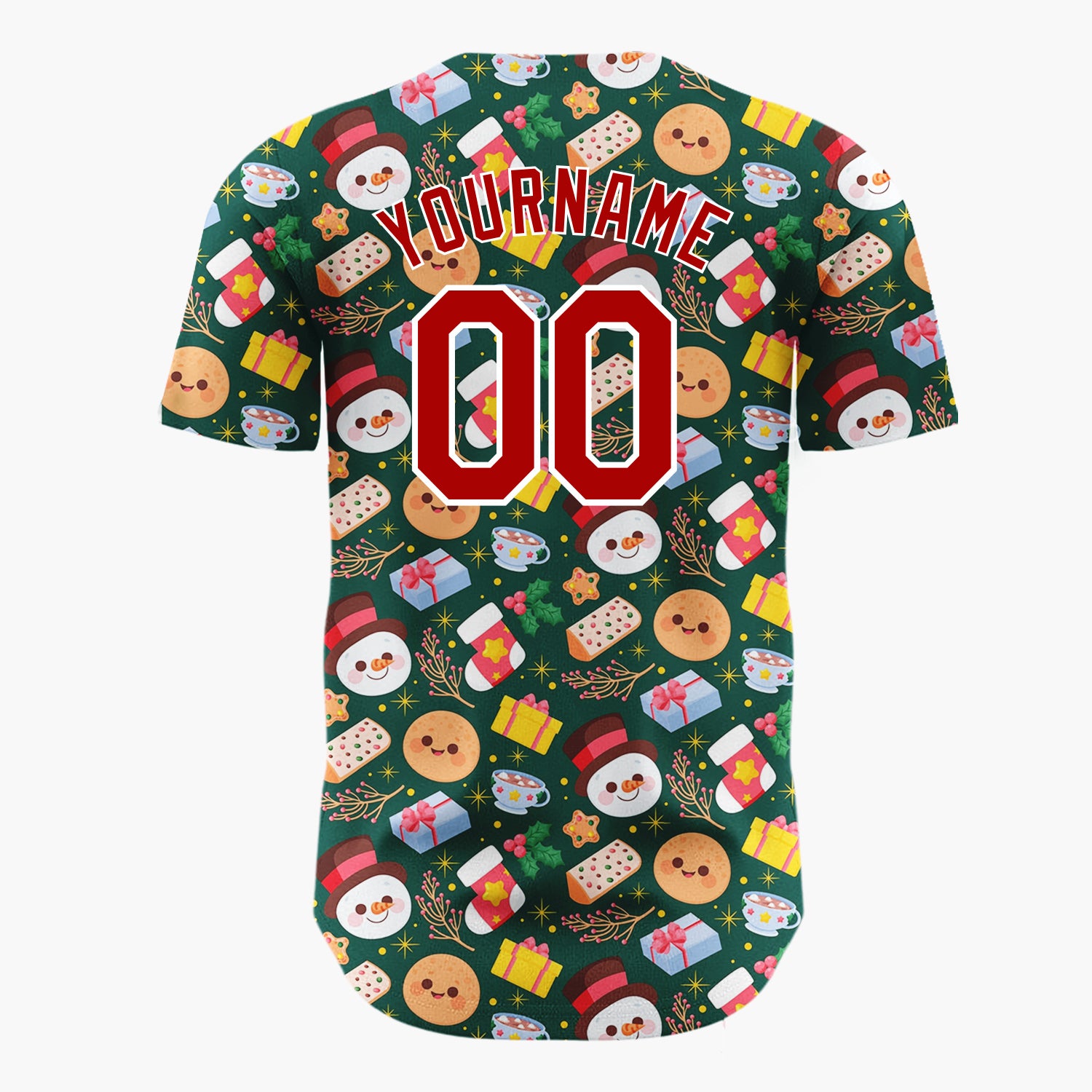 Custom Dark Blue Gingerbread Man Christmas Doodles Cartoon Pattern Christmas Baseball Jersey