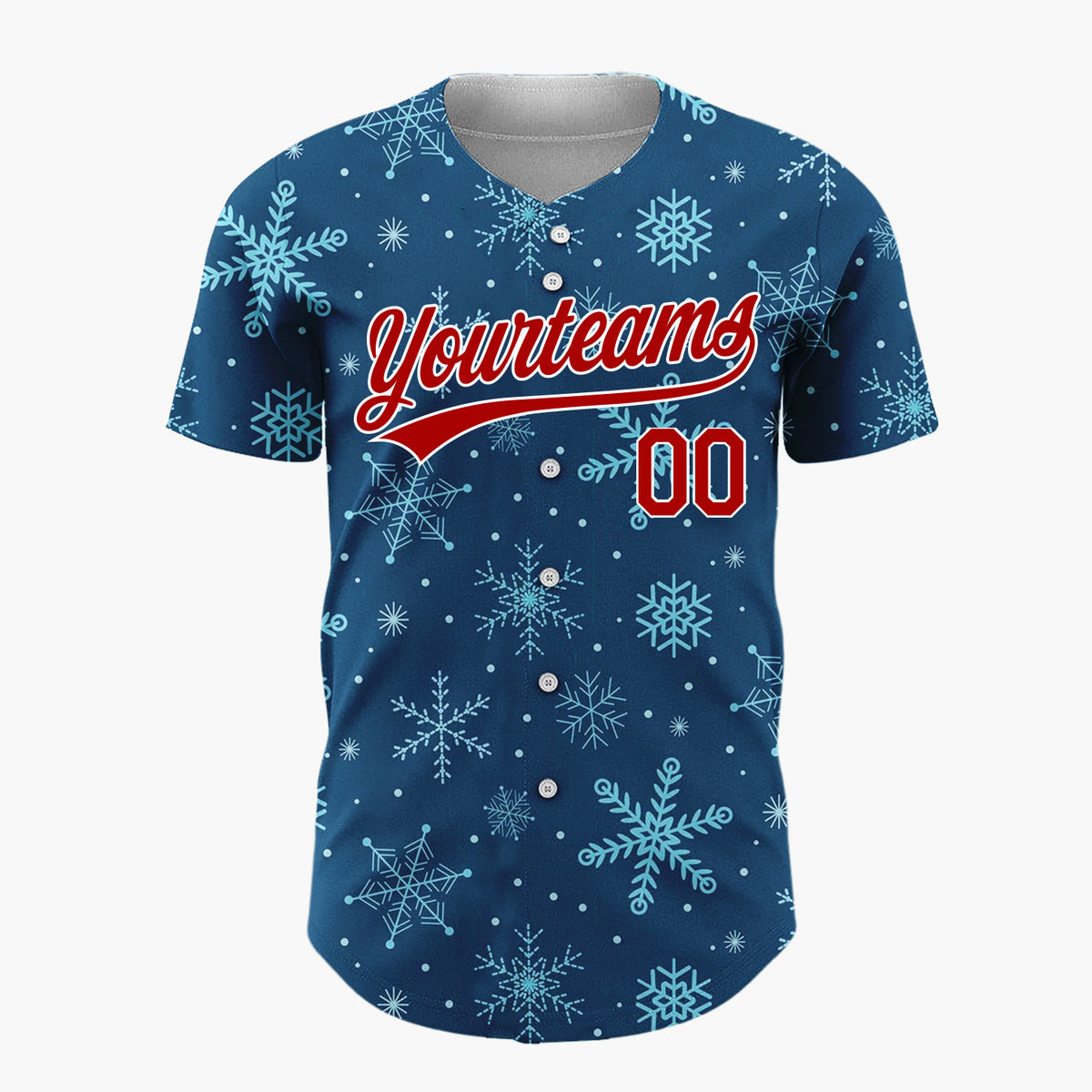 Custom Dark Blue Snowflakes Winter Geometric Abstract Pattern Christmas Baseball Jersey