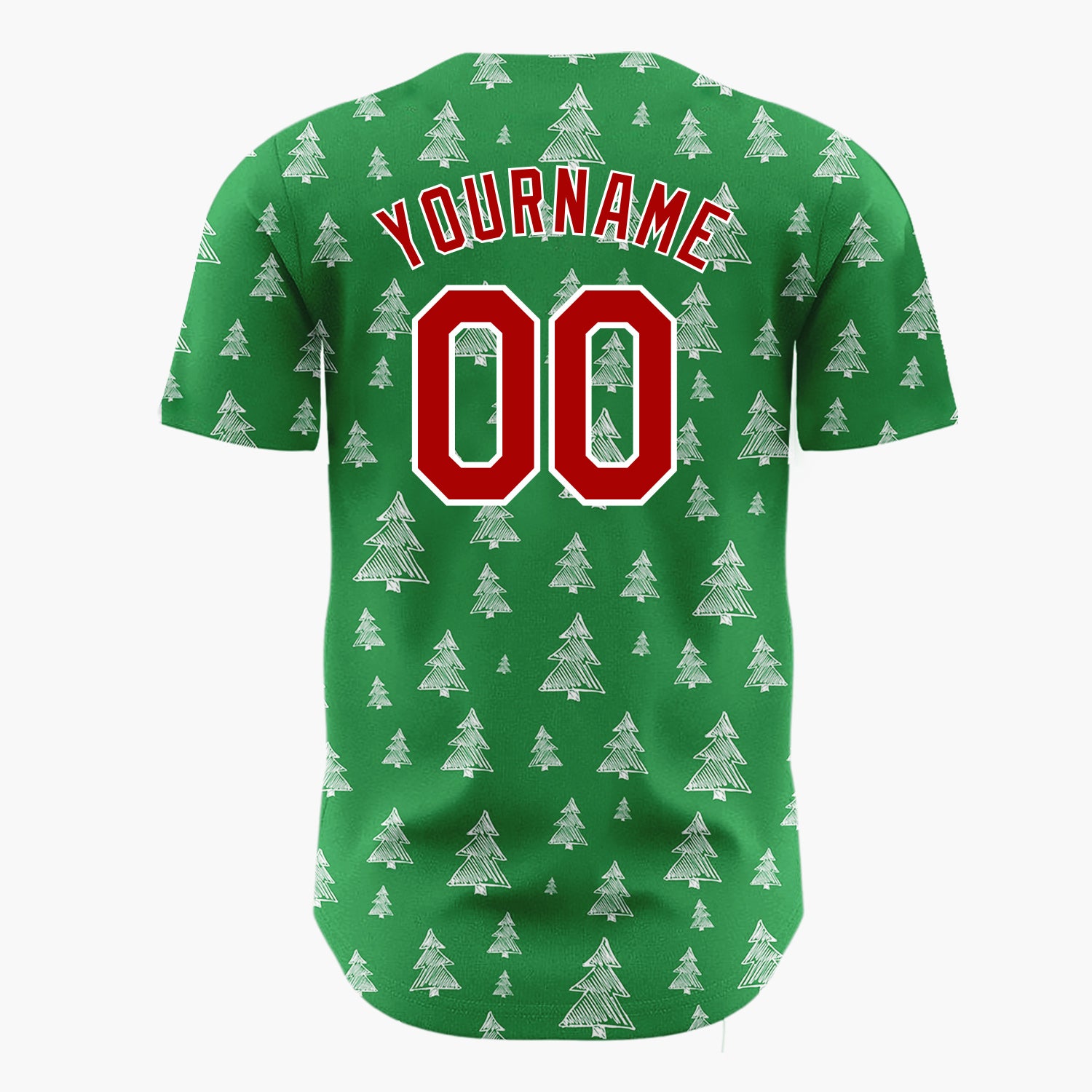 Custom Green White Sketch Christmas Trees Doodle Pattern Christmas Baseball Jersey