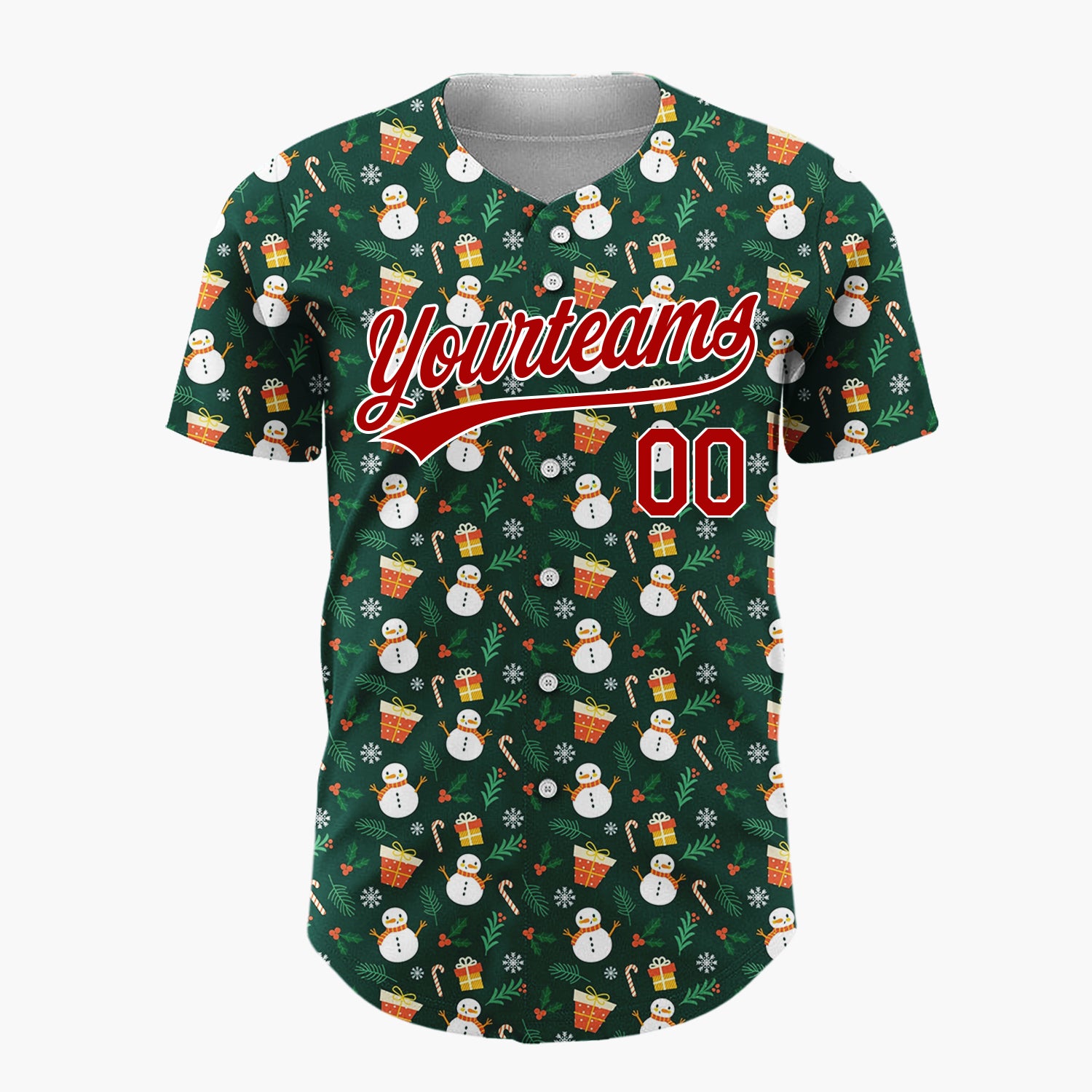 Custom Dark Green Snowman Gift Boxes Whimsical Cartoon Pattern Christmas Baseball Jersey