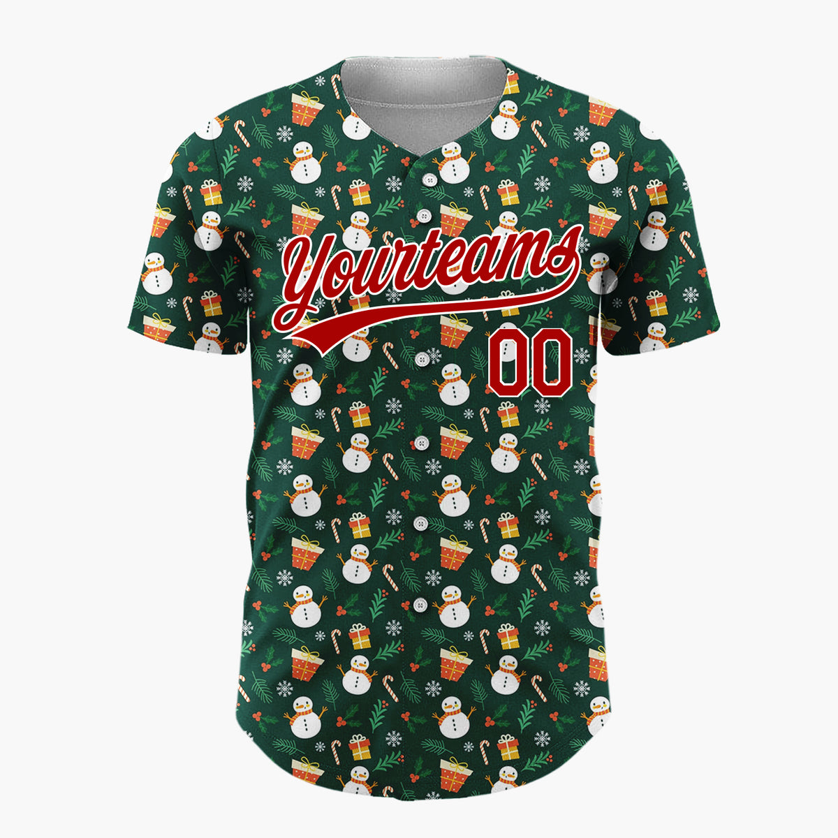 Custom Dark Green Snowman Gift Boxes Whimsical Cartoon Pattern Christmas Baseball Jersey