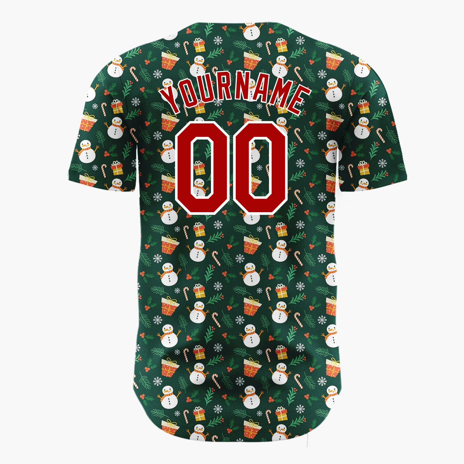 Custom Dark Green Snowman Gift Boxes Whimsical Cartoon Pattern Christmas Baseball Jersey