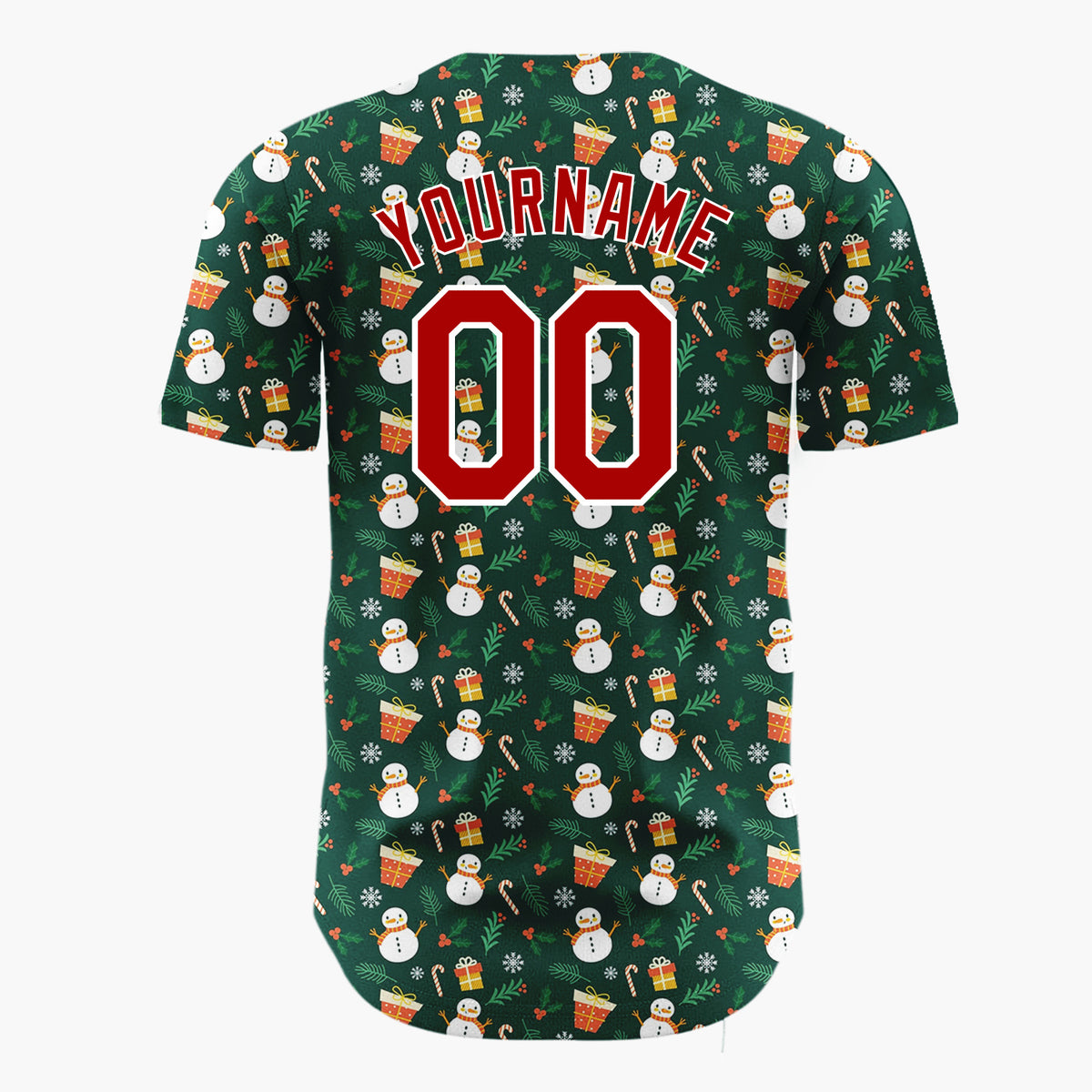 Custom Dark Green Snowman Gift Boxes Whimsical Cartoon Pattern Christmas Baseball Jersey