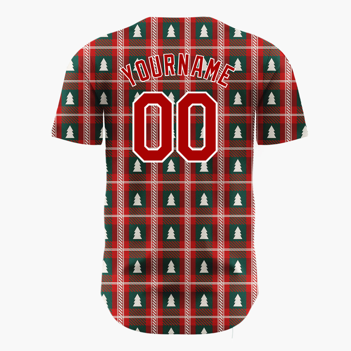 Custom Dark Red Christmas Tartan Plaid Plaid Pattern Christmas Baseball Jersey