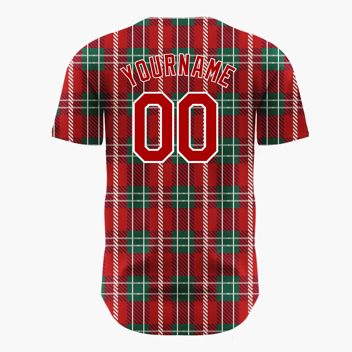 Custom Green Tartan Plaid Classic Plaid Pattern Christmas Baseball Jersey
