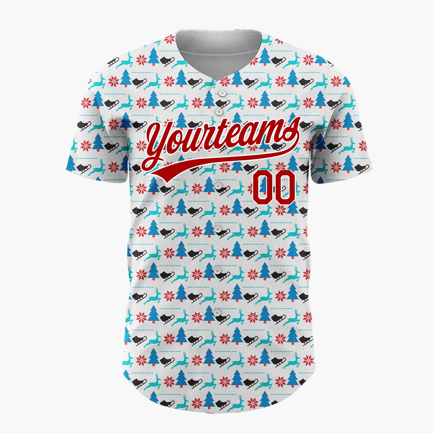Custom Light Blue Christmas Icons Playful Minimalist Pattern Christmas Baseball Jersey