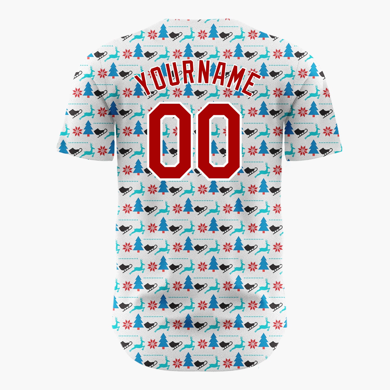 Custom Light Blue Christmas Icons Playful Minimalist Pattern Christmas Baseball Jersey