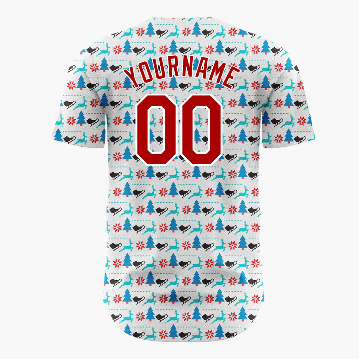 Custom Light Blue Christmas Icons Playful Minimalist Pattern Christmas Baseball Jersey
