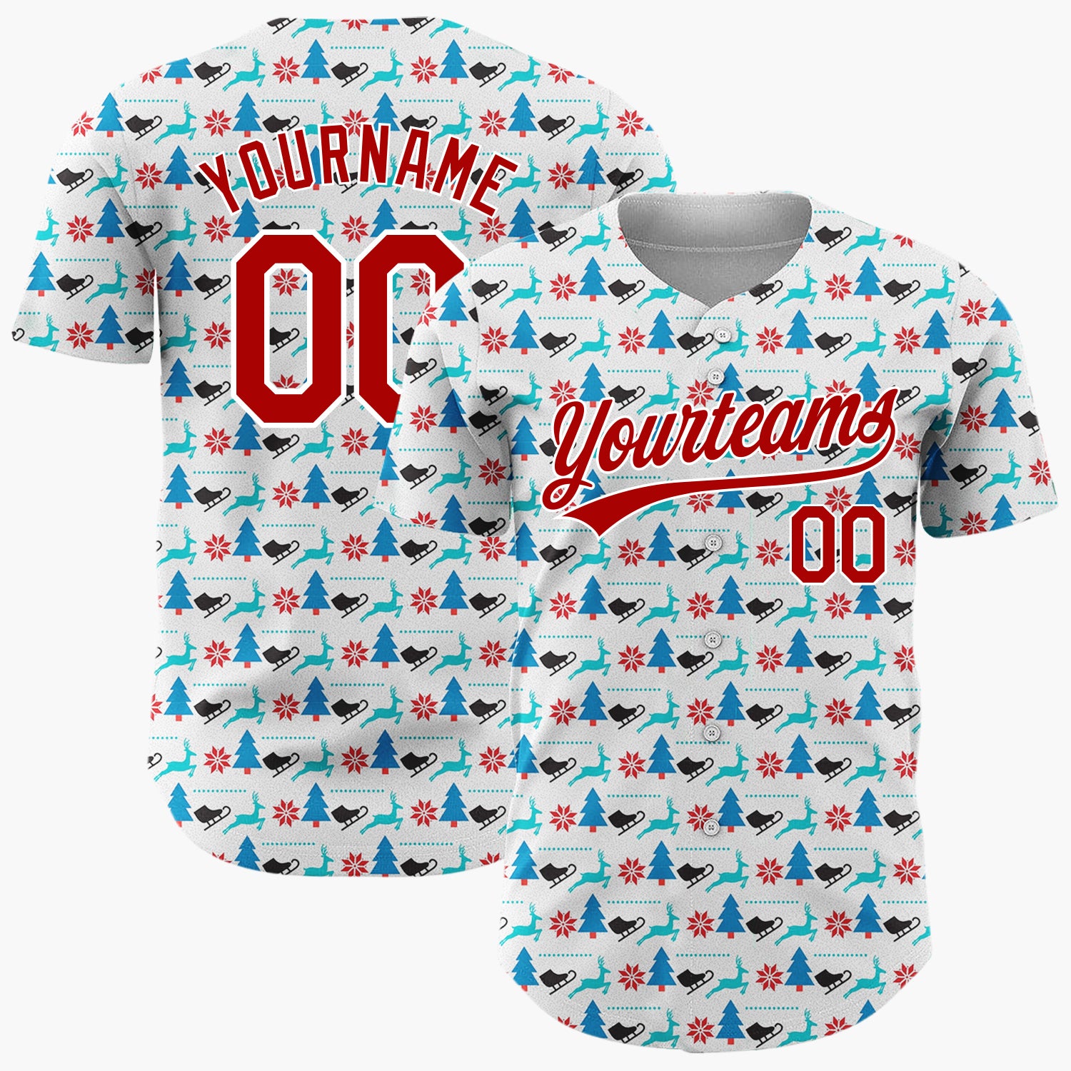 Custom Light Blue Christmas Icons Playful Minimalist Pattern Christmas Baseball Jersey