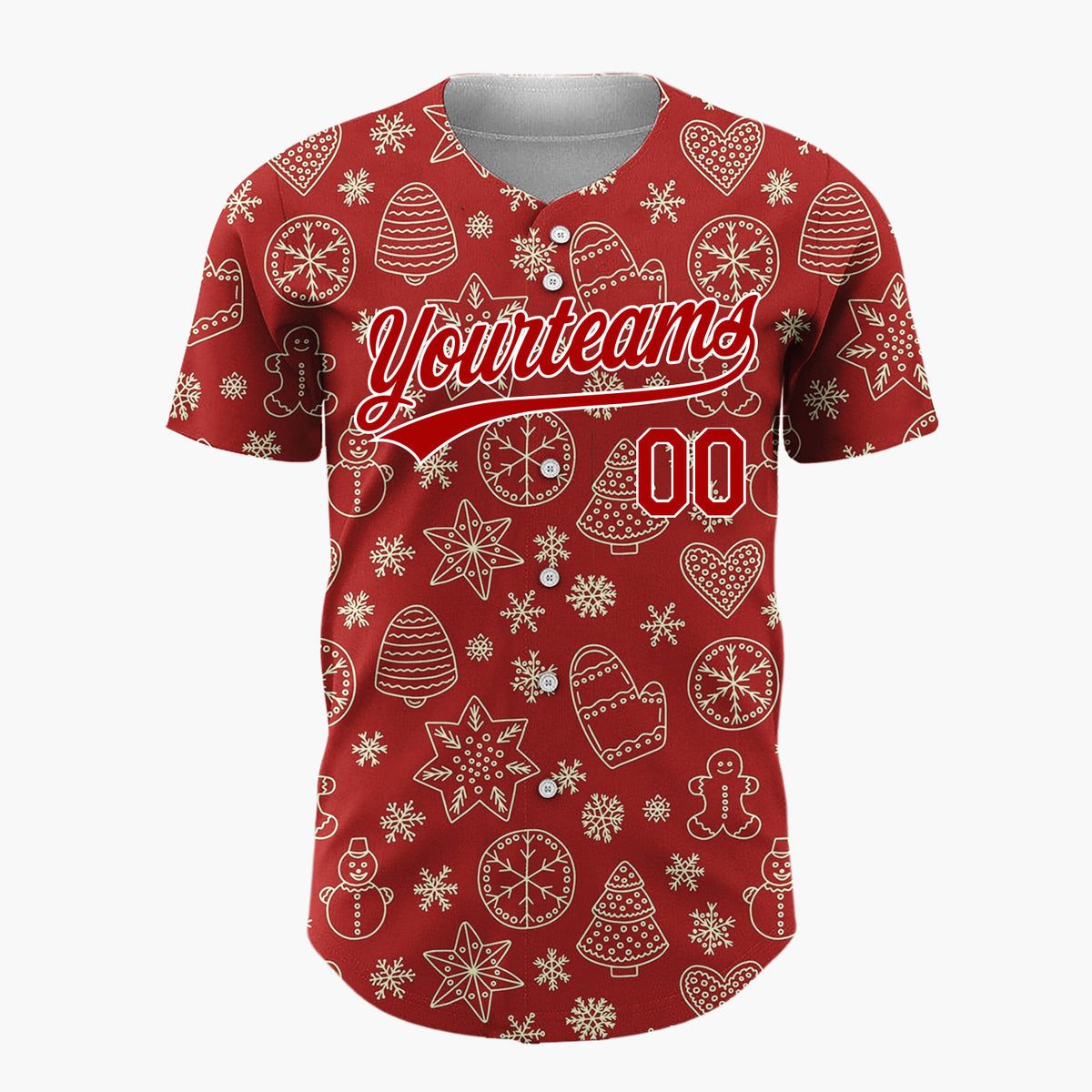 Custom Dark Rustic Gingerbread Christmas Doodles Cartoon Pattern Christmas Baseball Jersey