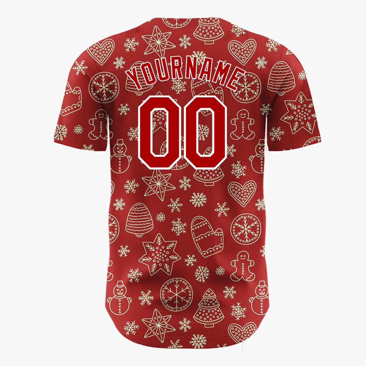 Custom Dark Rustic Gingerbread Christmas Doodles Cartoon Pattern Christmas Baseball Jersey
