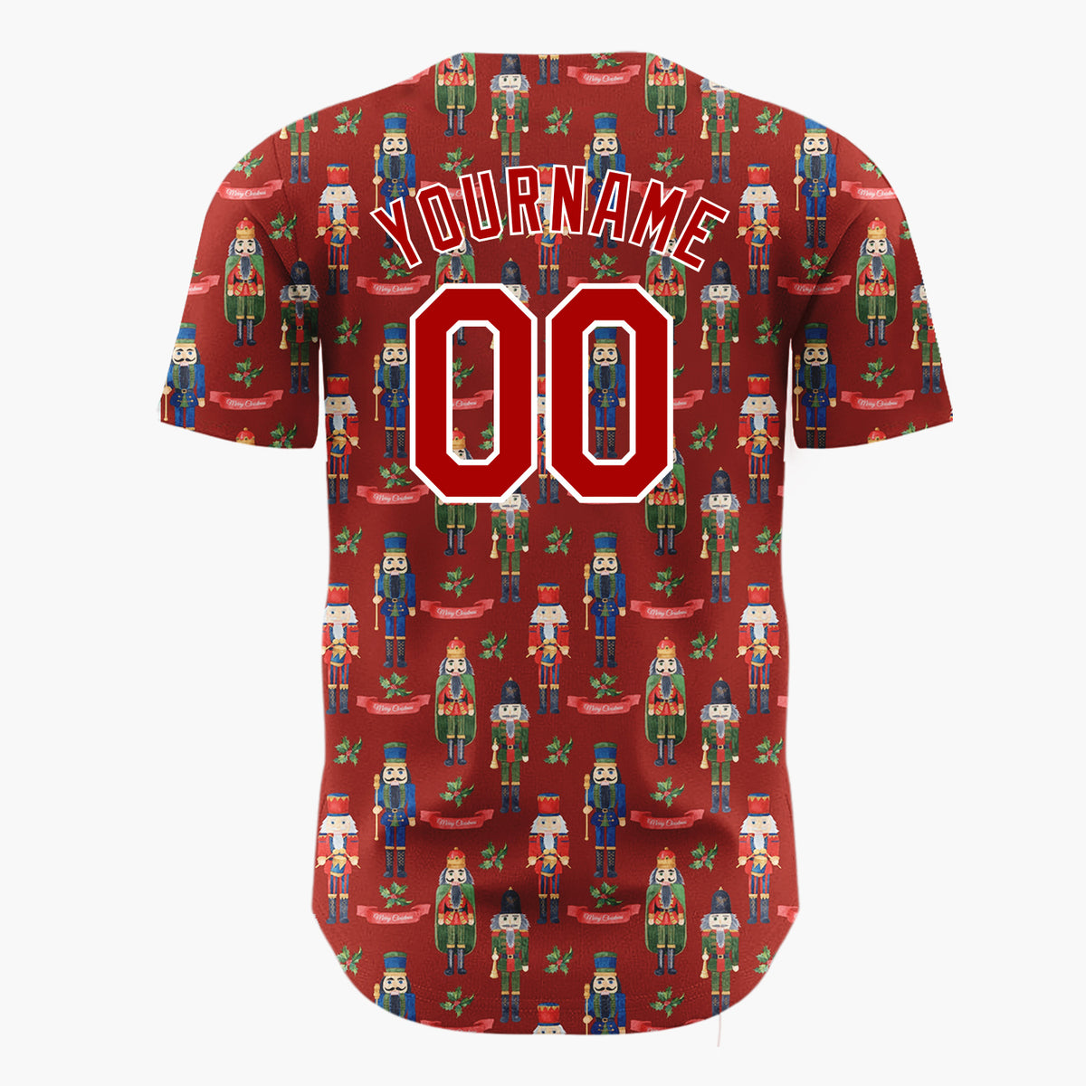 Custom Dark Red Nutcracker Soldier Graphic Christmas Baseball Jersey