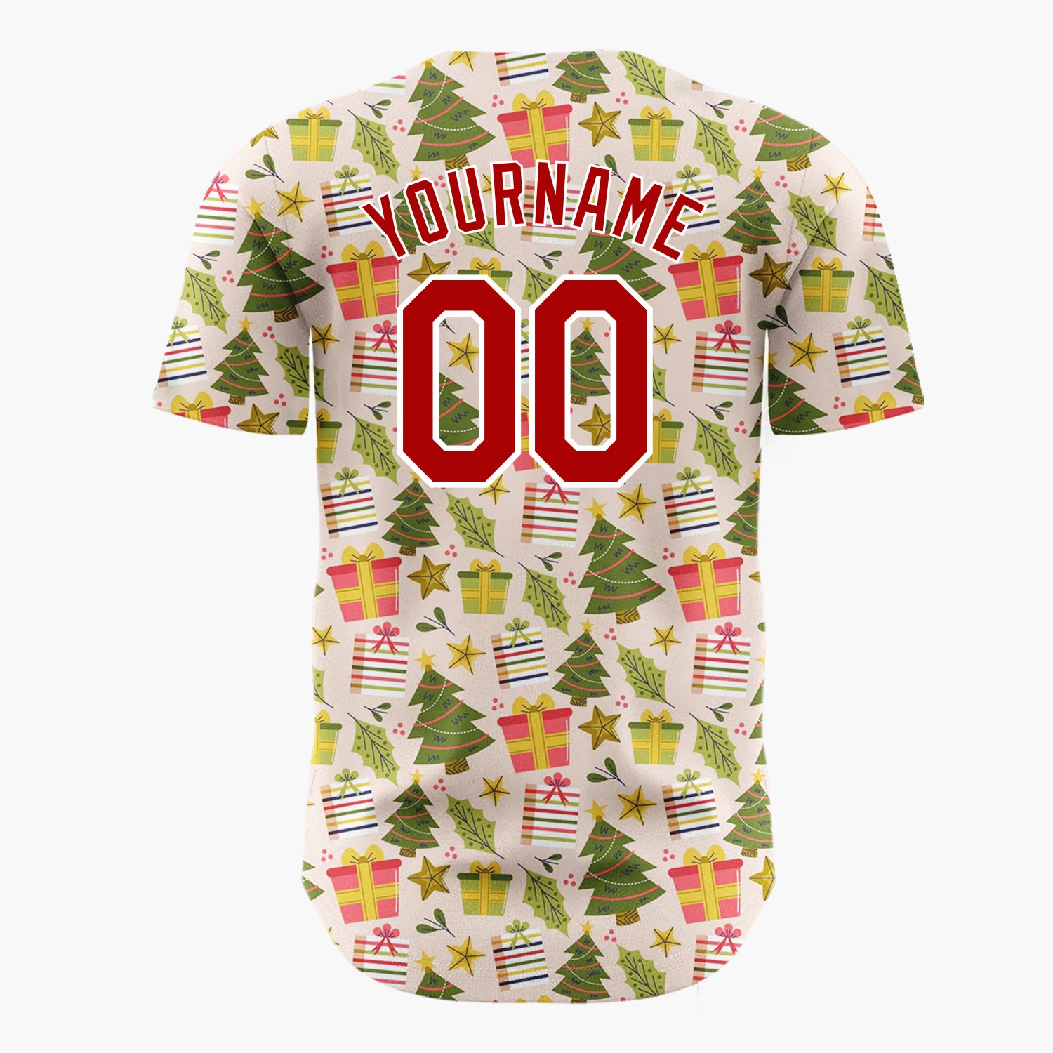Custom Light Pink Green Red Geometric Gifts And Stars Christmas Baseball Jersey