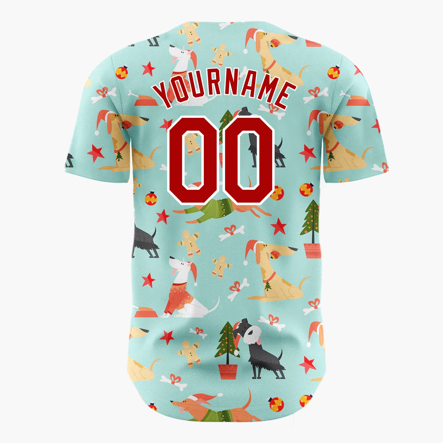 Custom Mint Green Gingerbread Men Playful Christmas Baseball Jersey