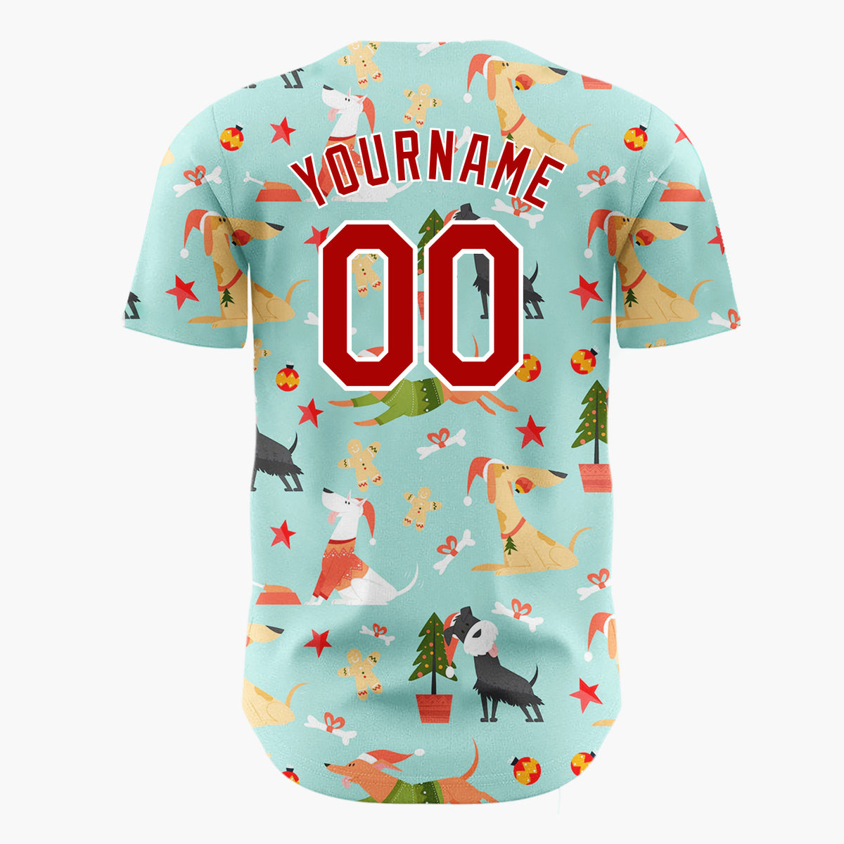 Custom Mint Green Gingerbread Men Playful Christmas Baseball Jersey