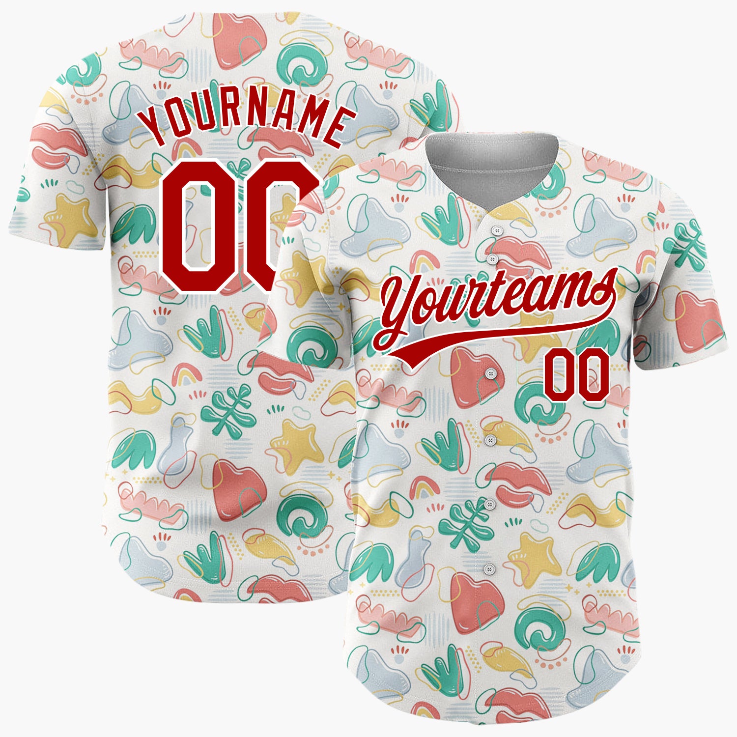 Custom Light Cream Organic Abstract Doodle Art Pattern Christmas Baseball Jersey