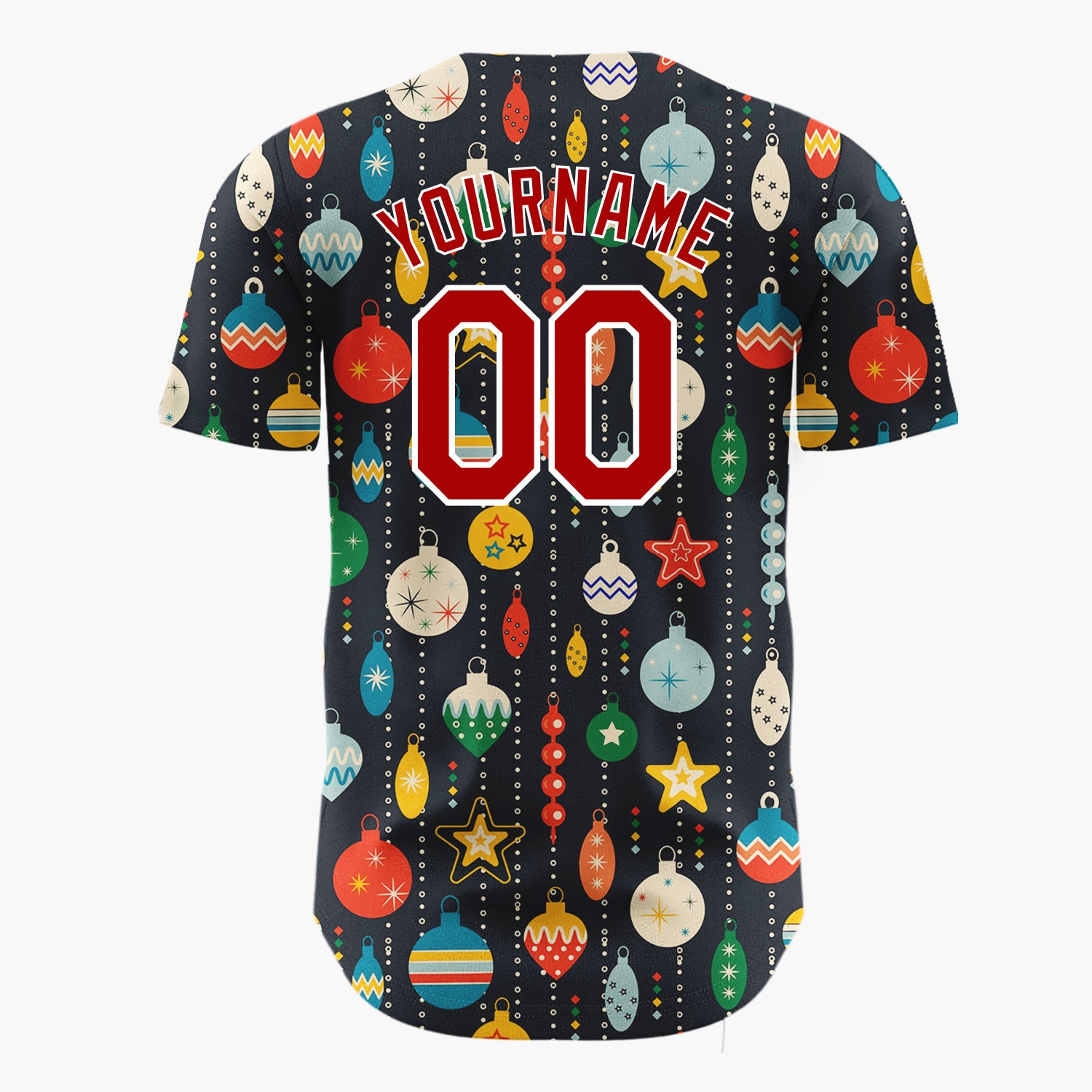 Custom Navy Bright Mid Century Ornaments Retro Christmas Baseball Jersey