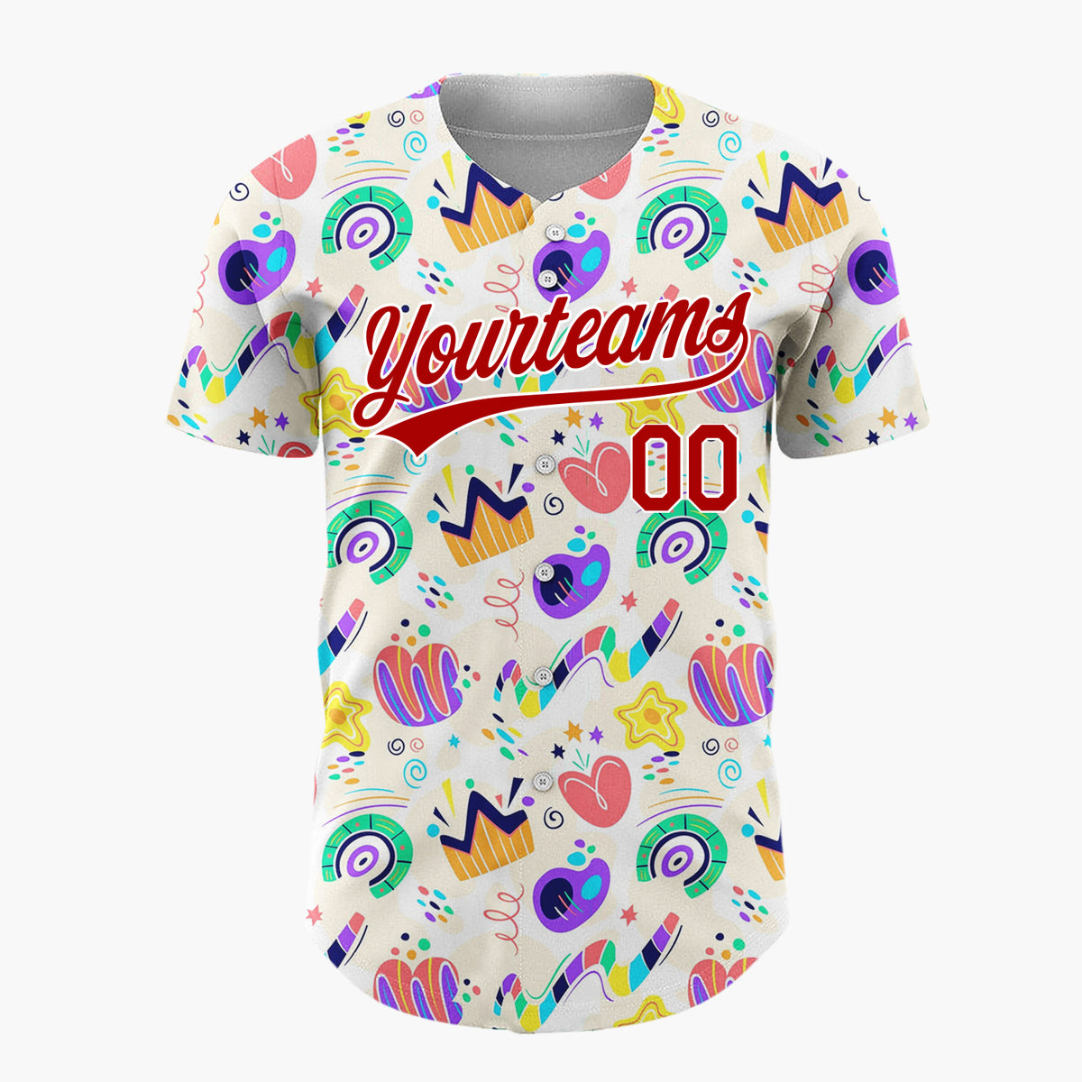 Custom Light Cream Bright Abstract Geometric Doodle Pattern Christmas Baseball Jersey