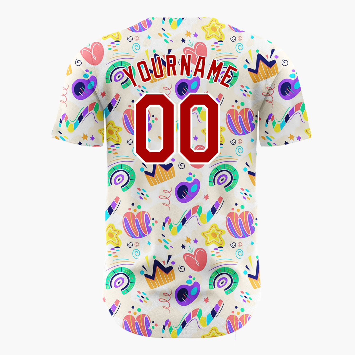 Custom Light Cream Bright Abstract Geometric Doodle Pattern Christmas Baseball Jersey