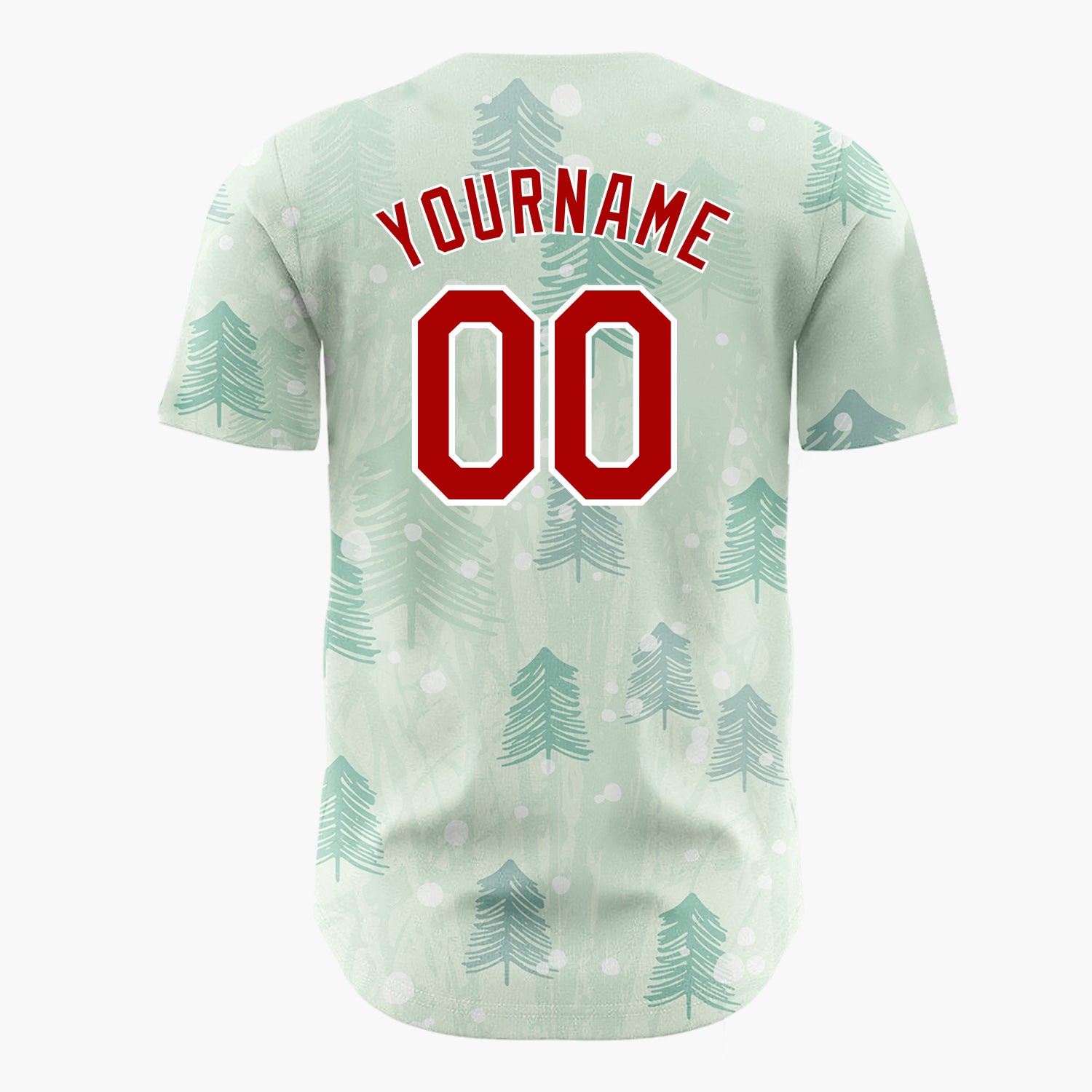 Custom Mint Green Abstract Pine Tree Forest Impressionist Pattern Christmas Baseball Jersey