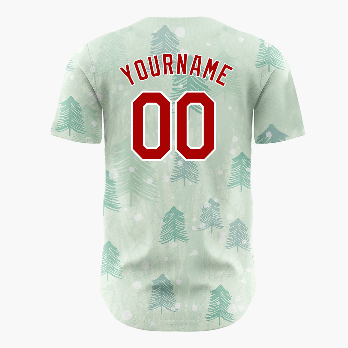 Custom Mint Green Abstract Pine Tree Forest Impressionist Pattern Christmas Baseball Jersey