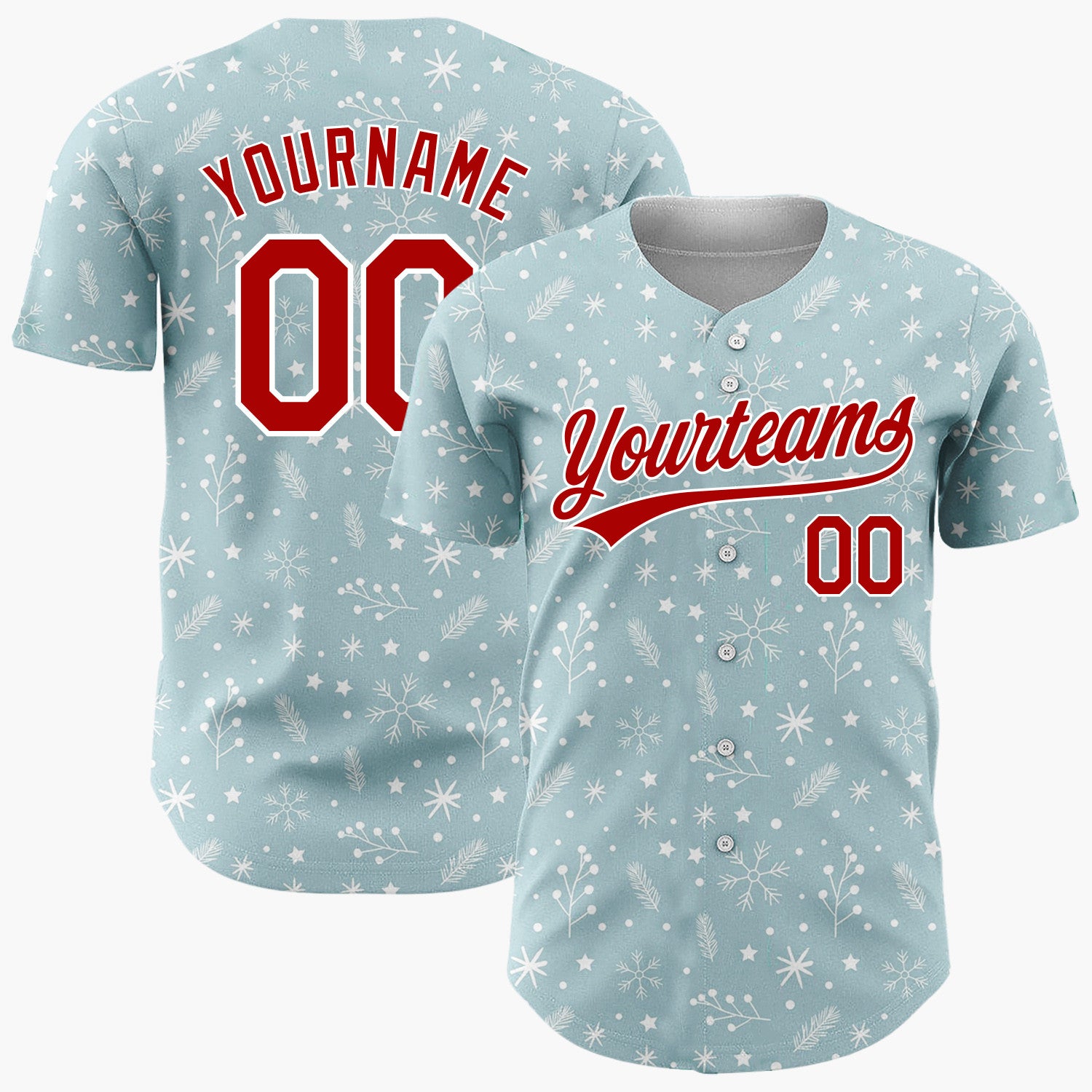 Custom Light Blue Stars Doodles Simple Cartoon Pattern Christmas Baseball Jersey