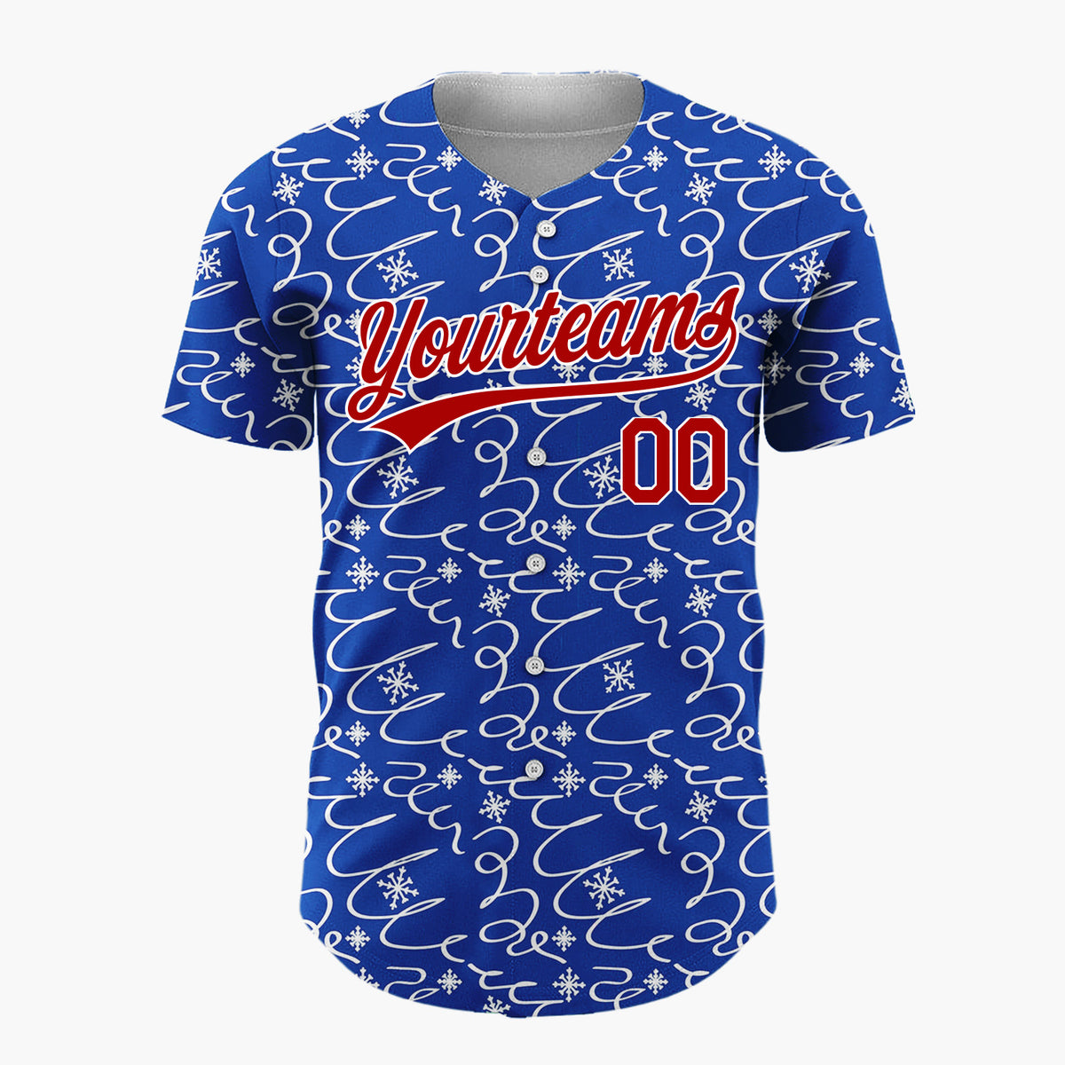 Custom Navy Abstract Swirl And Snowflake Hand Drawn Pattern Christmas Baseball Jersey