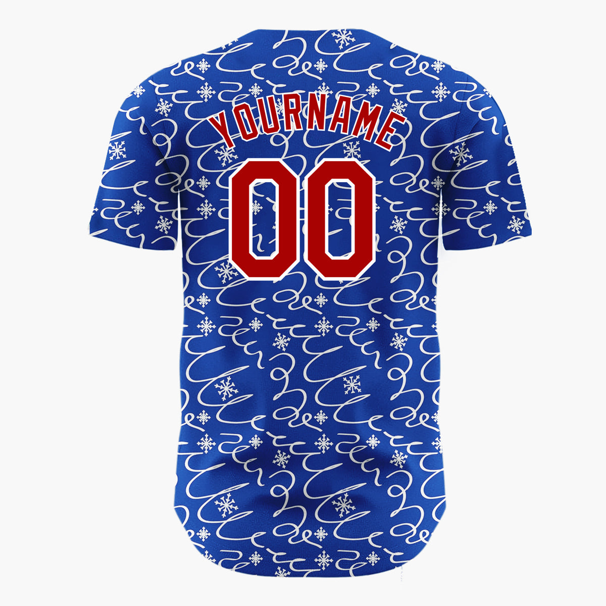 Custom Navy Abstract Swirl And Snowflake Hand Drawn Pattern Christmas Baseball Jersey